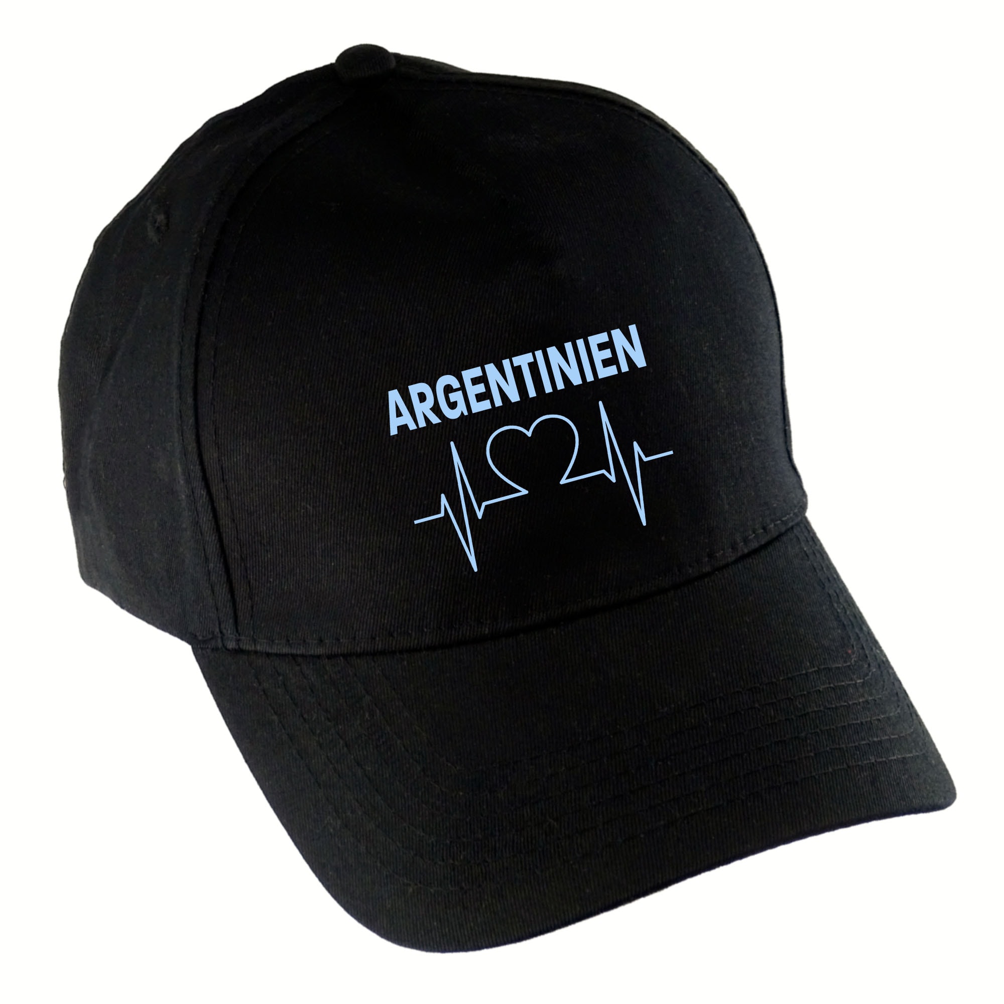 multifanshop Baseballcap - Argentinien - Herzschlag - Druck hellblau - M&uuml;tze 