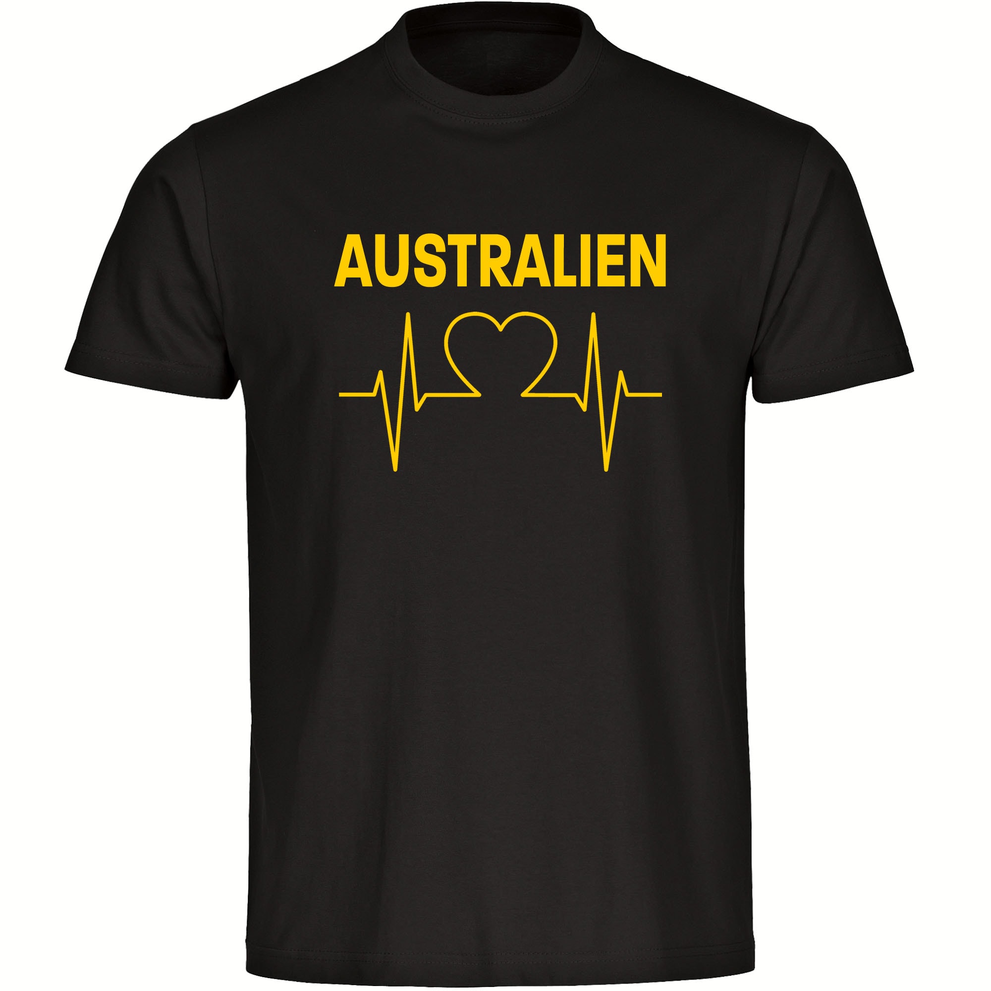 multifanshop Herren T-Shirt - Australien - Herzschlag - Druck gelb - M&auml;nner 