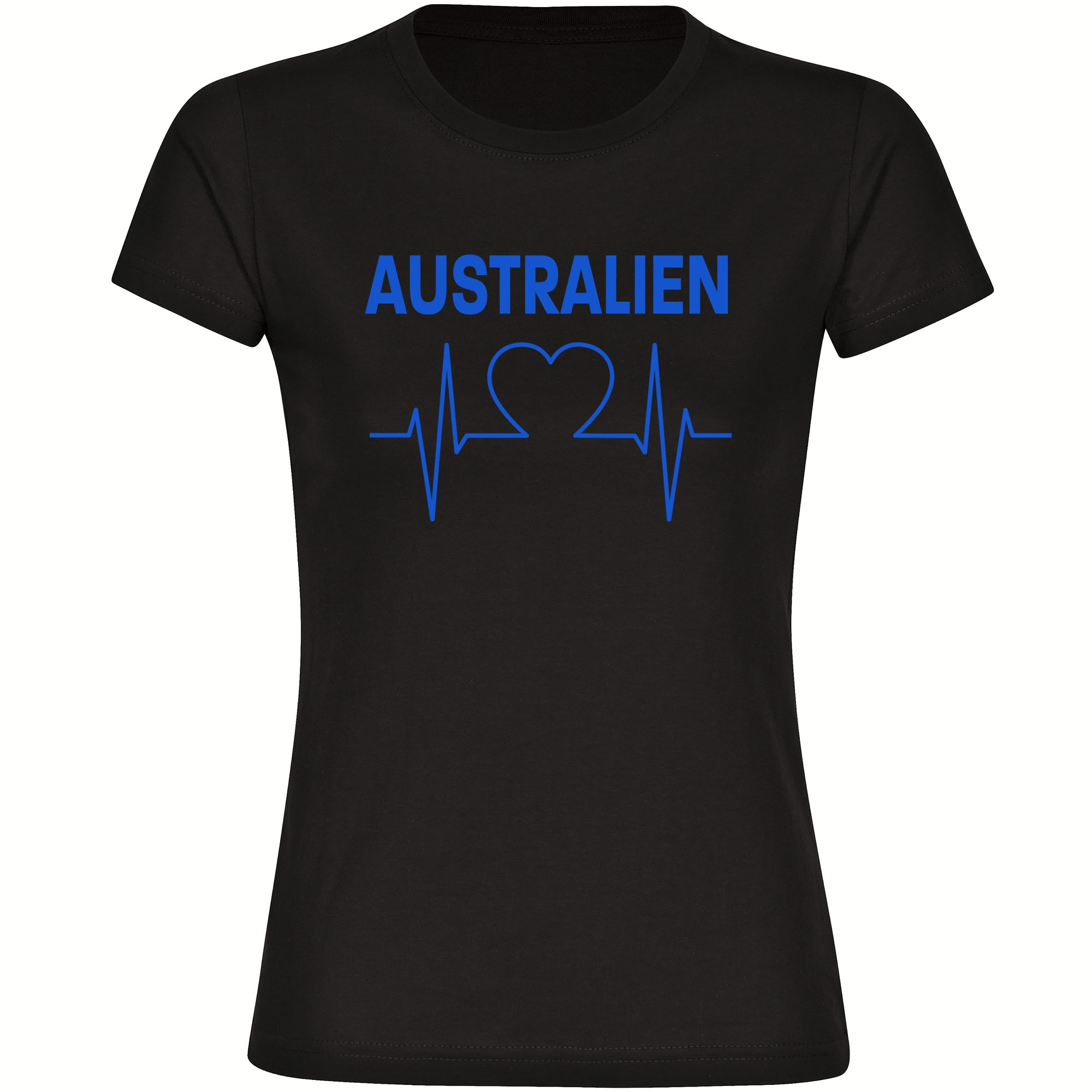 multifanshop Damen T-Shirt - Australien - Herzschlag - Druck blau - Frauen 