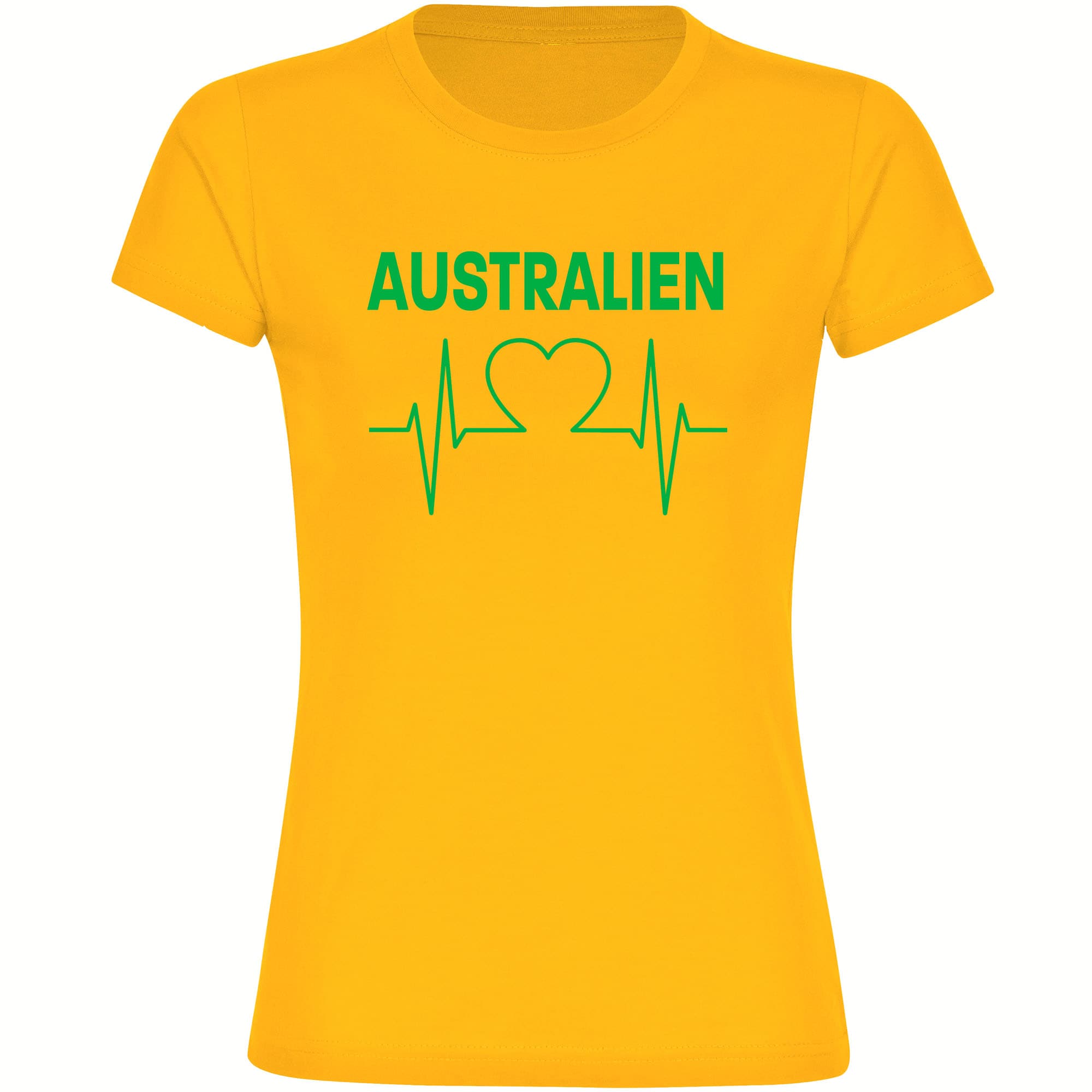 multifanshop Damen T-Shirt - Australien - Herzschlag - Druck gr&uuml;n - Frauen 