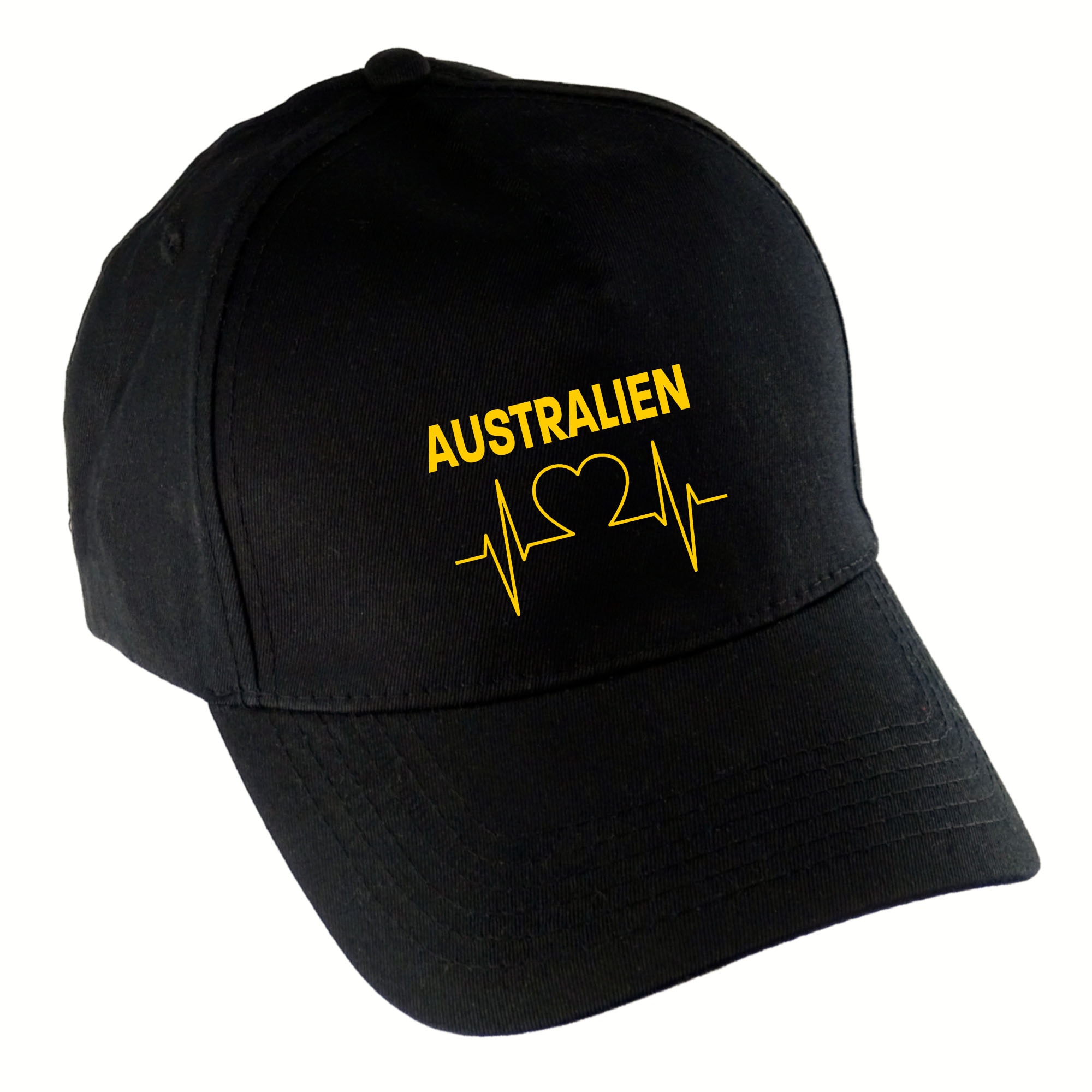 multifanshop Baseballcap - Australien - Herzschlag - Druck gelb - M&uuml;tze 