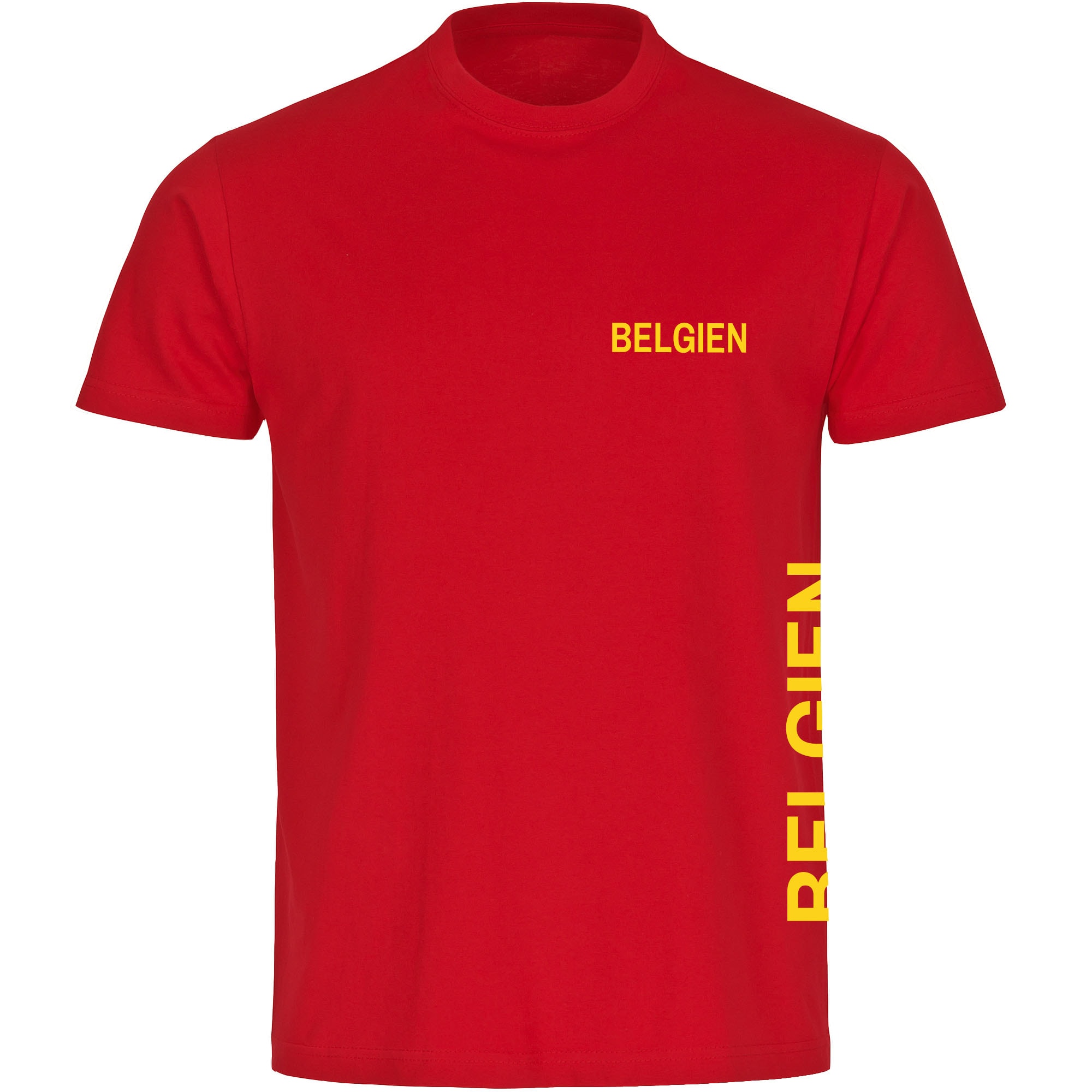 multifanshop Herren T-Shirt - Belgien - Brust & Seite - Druck gelb - M&auml;nner 
