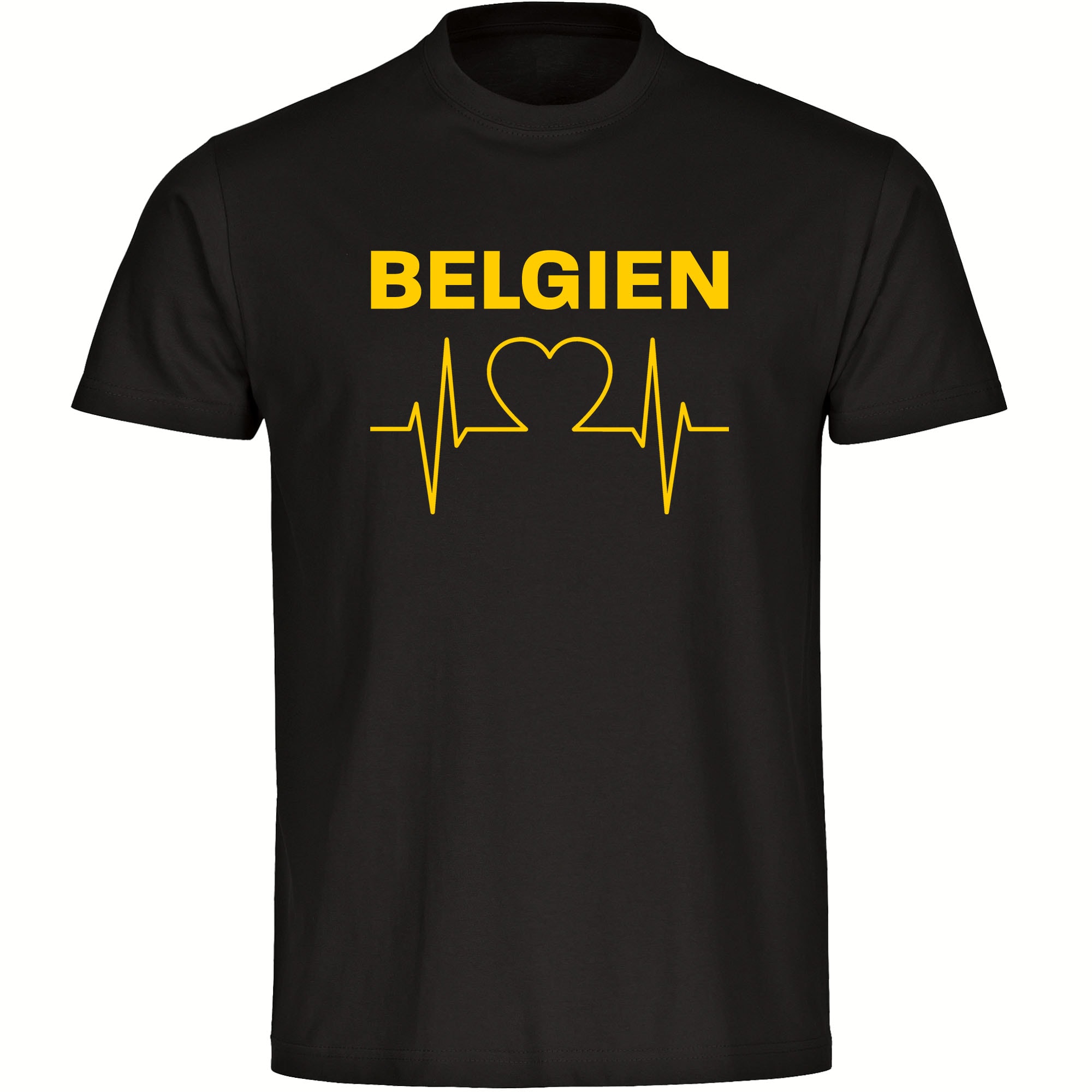 multifanshop Herren T-Shirt - Belgien - Herzschlag - Druck gelb - M&auml;nner 
