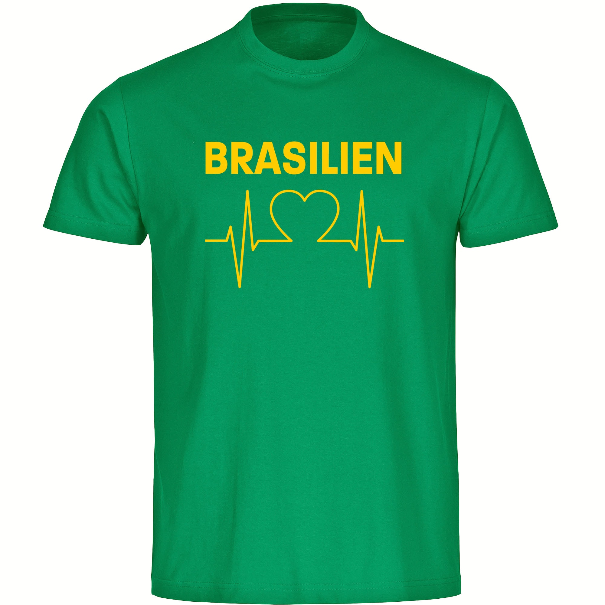 multifanshop Herren T-Shirt - Brasilien - Herzschlag - Druck gelb - M&auml;nner 