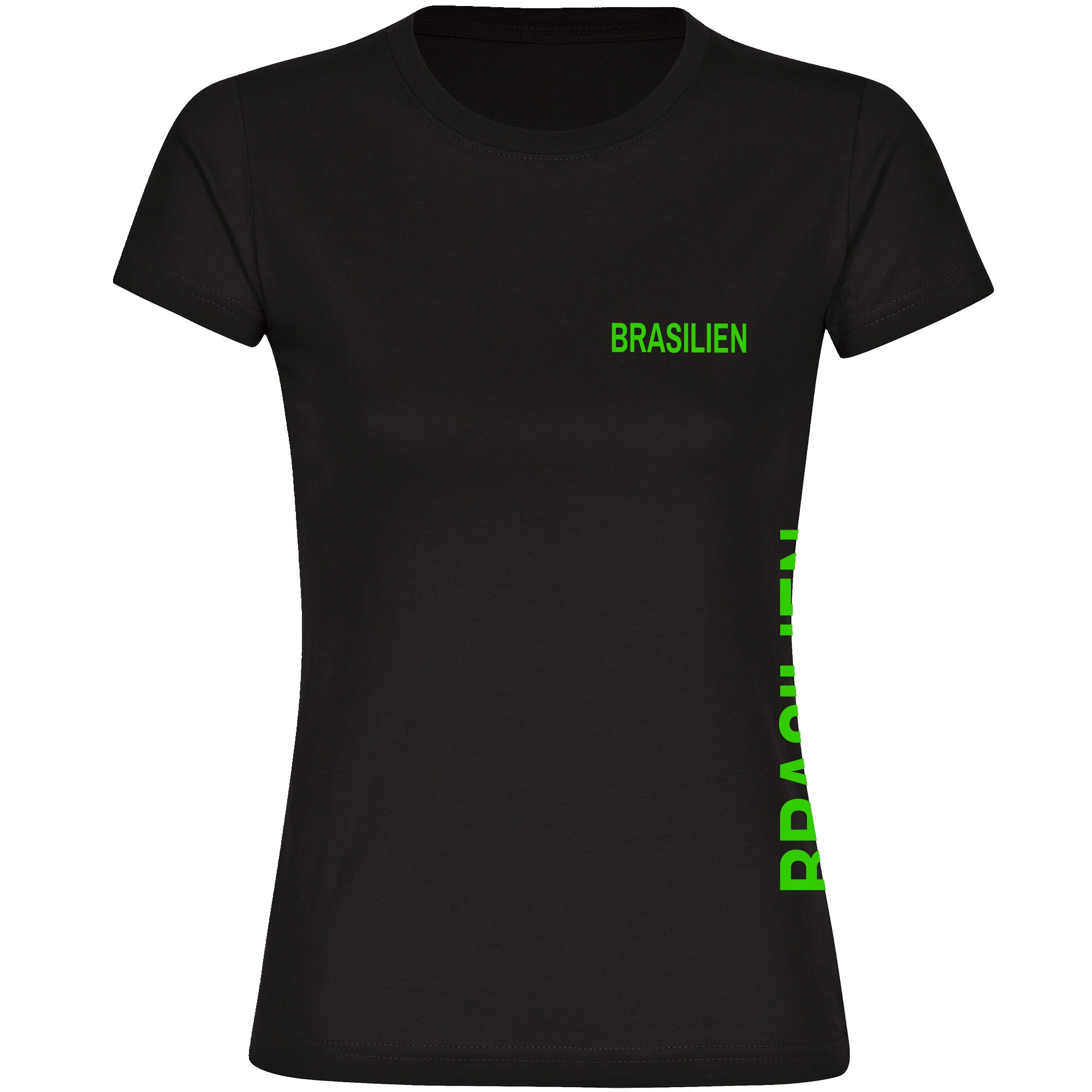 multifanshop Damen T-Shirt - Brasilien - Brust & Seite - Druck gelb - Frauen 