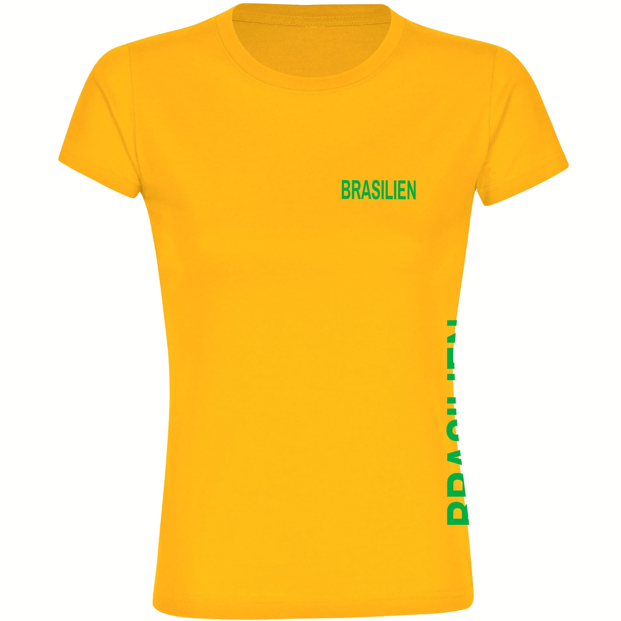 multifanshop Damen T-Shirt - Brasilien - Brust & Seite - Druck gr&uuml;n - Frauen 