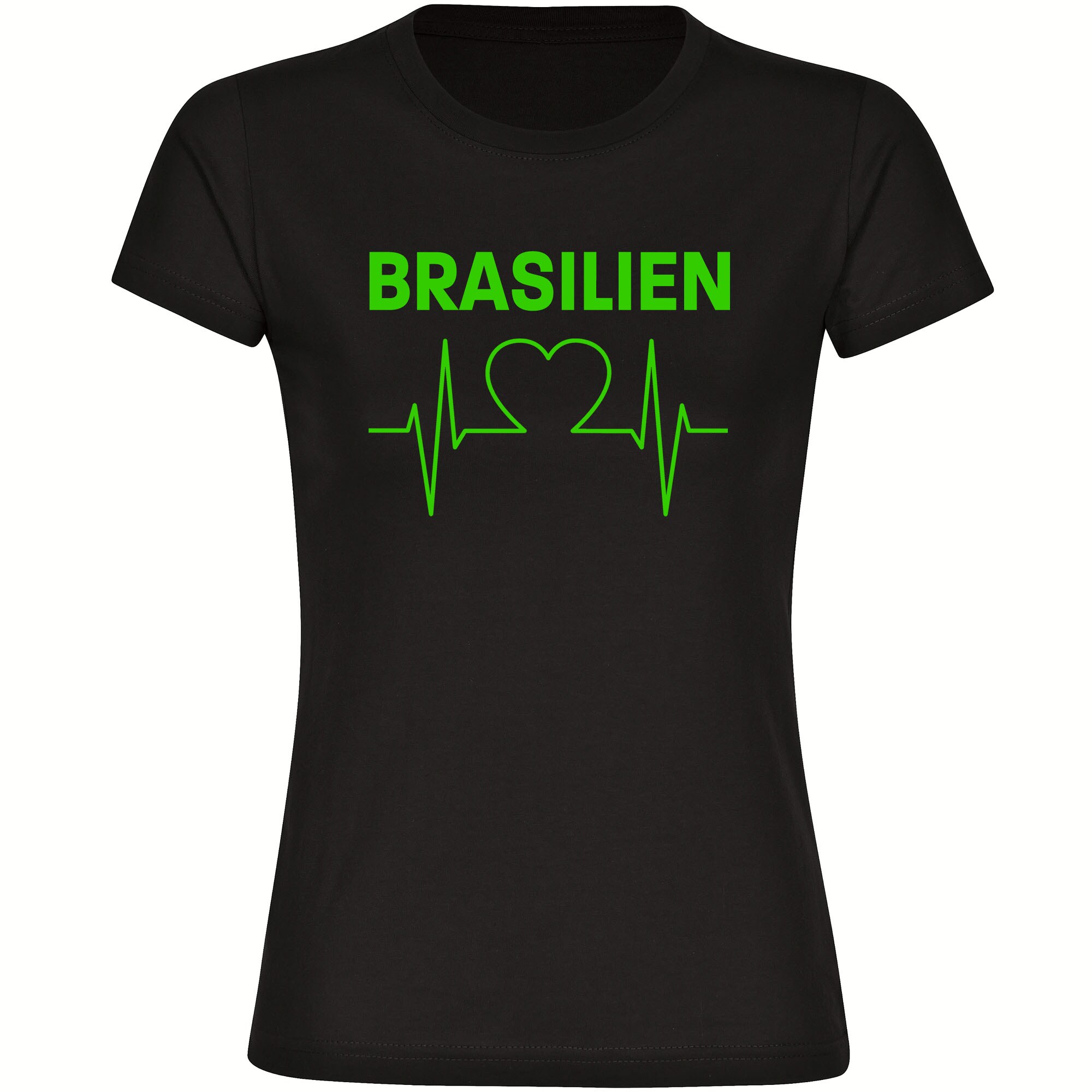 multifanshop Damen T-Shirt - Brasilien - Herzschlag - Druck gelb - Frauen 