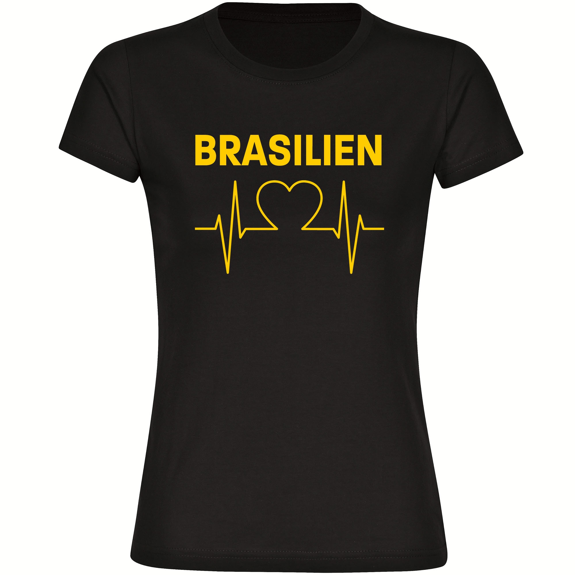 multifanshop Damen T-Shirt - Brasilien - Herzschlag - Druck gr&uuml;n - Frauen 