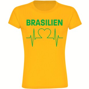 multifanshop Damen T-Shirt - Brasilien - Herzschlag - Druck grün - Frauen 