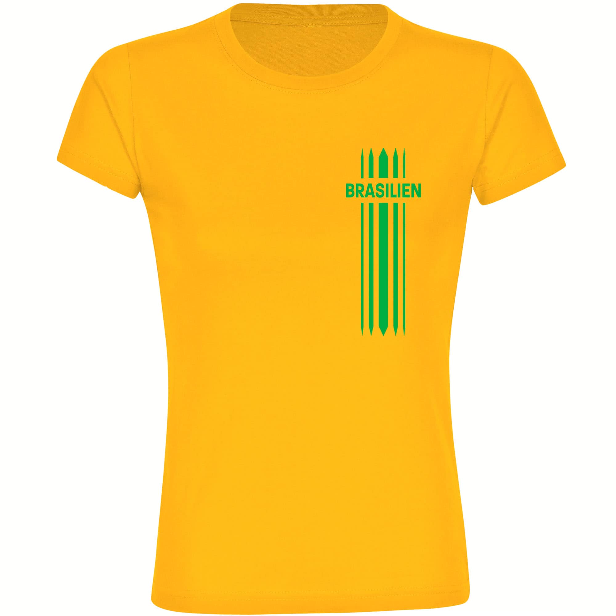 multifanshop Damen T-Shirt - Brasilien - Streifen - Druck gr&uuml;n - Frauen 