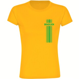 multifanshop Damen T-Shirt - Brasilien - Streifen - Druck grün - Frauen 