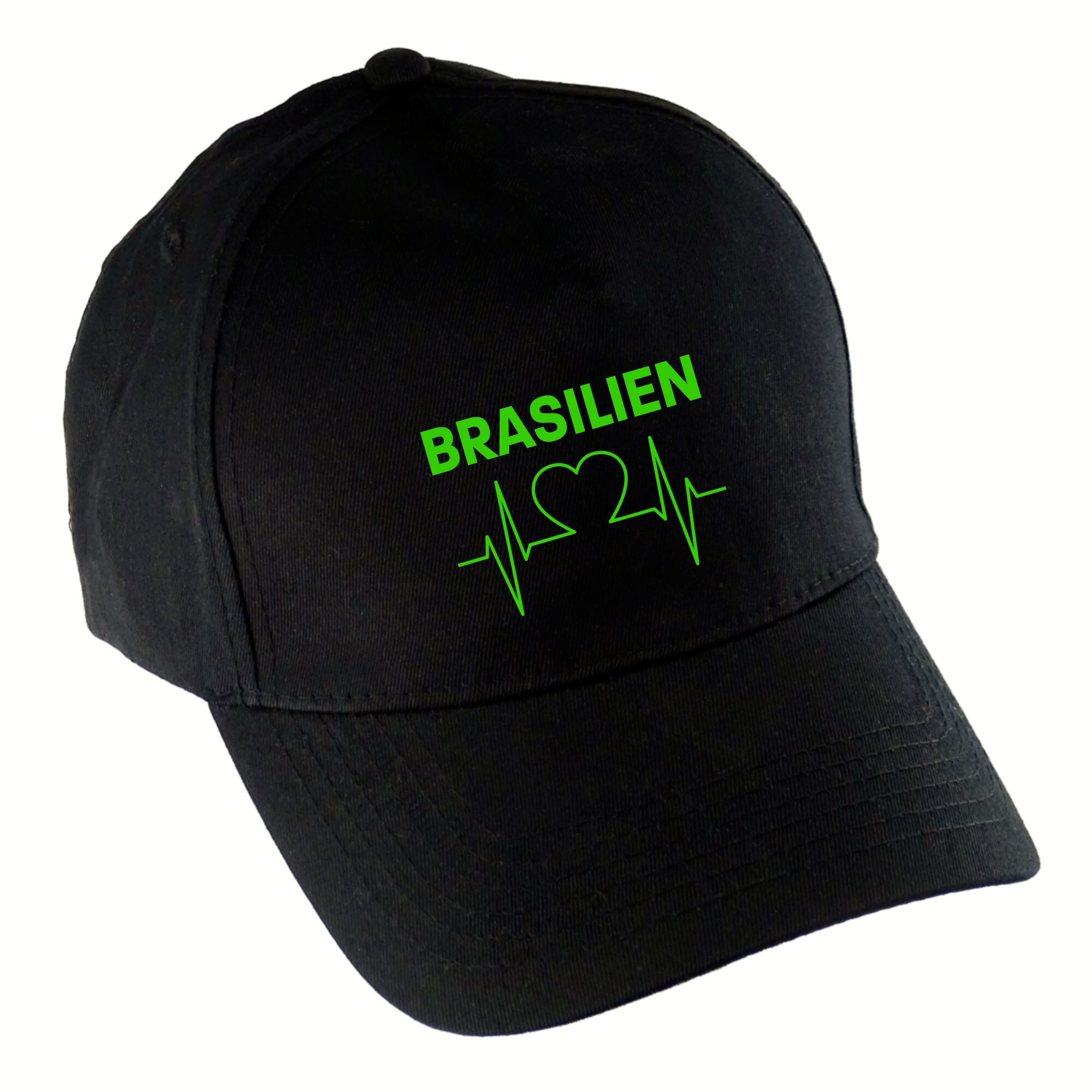 multifanshop Baseballcap - Brasilien - Herzschlag - Druck gelb - M&uuml;tze 