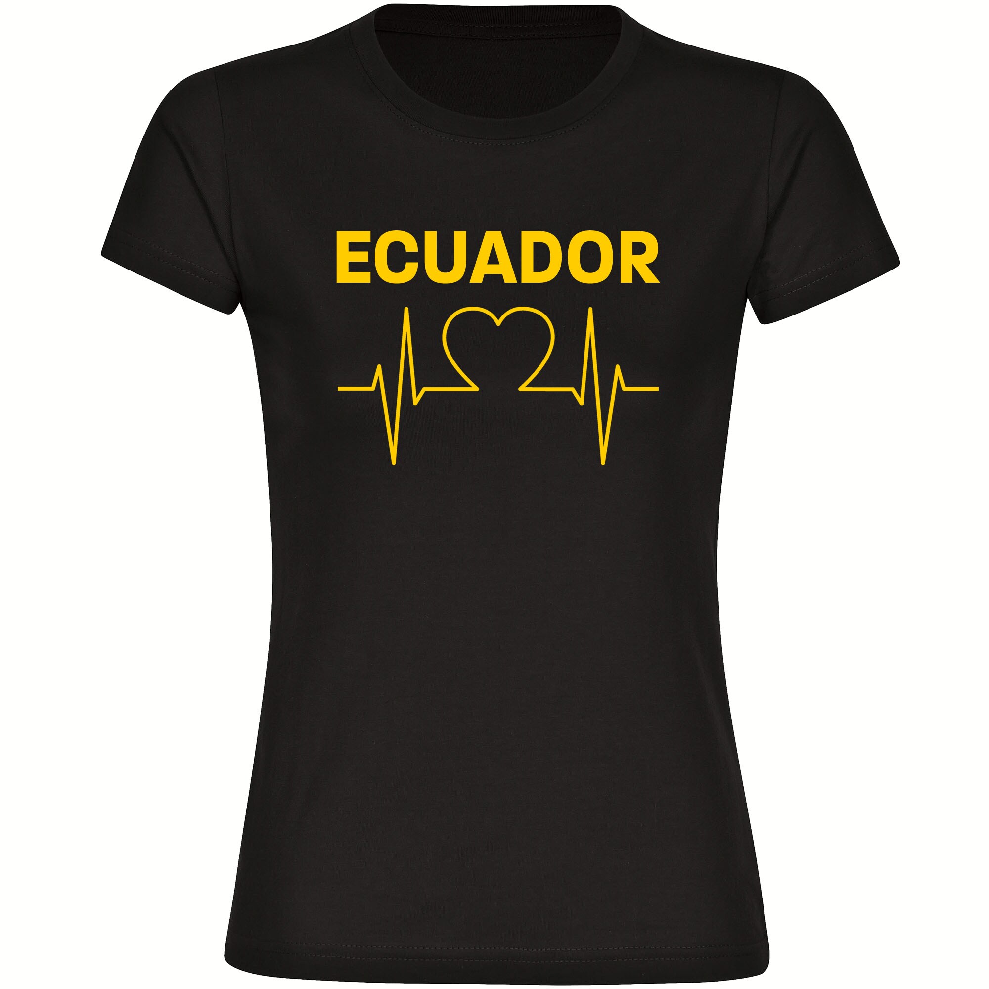 multifanshop Damen T-Shirt - Ecuador - Herzschlag - Druck gelb - Frauen 