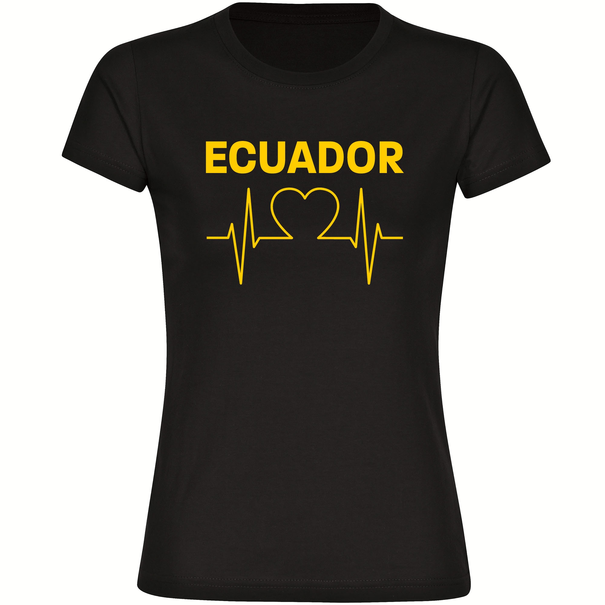 multifanshop Damen T-Shirt - Ecuador - Herzschlag - Druck gelb - Frauen 