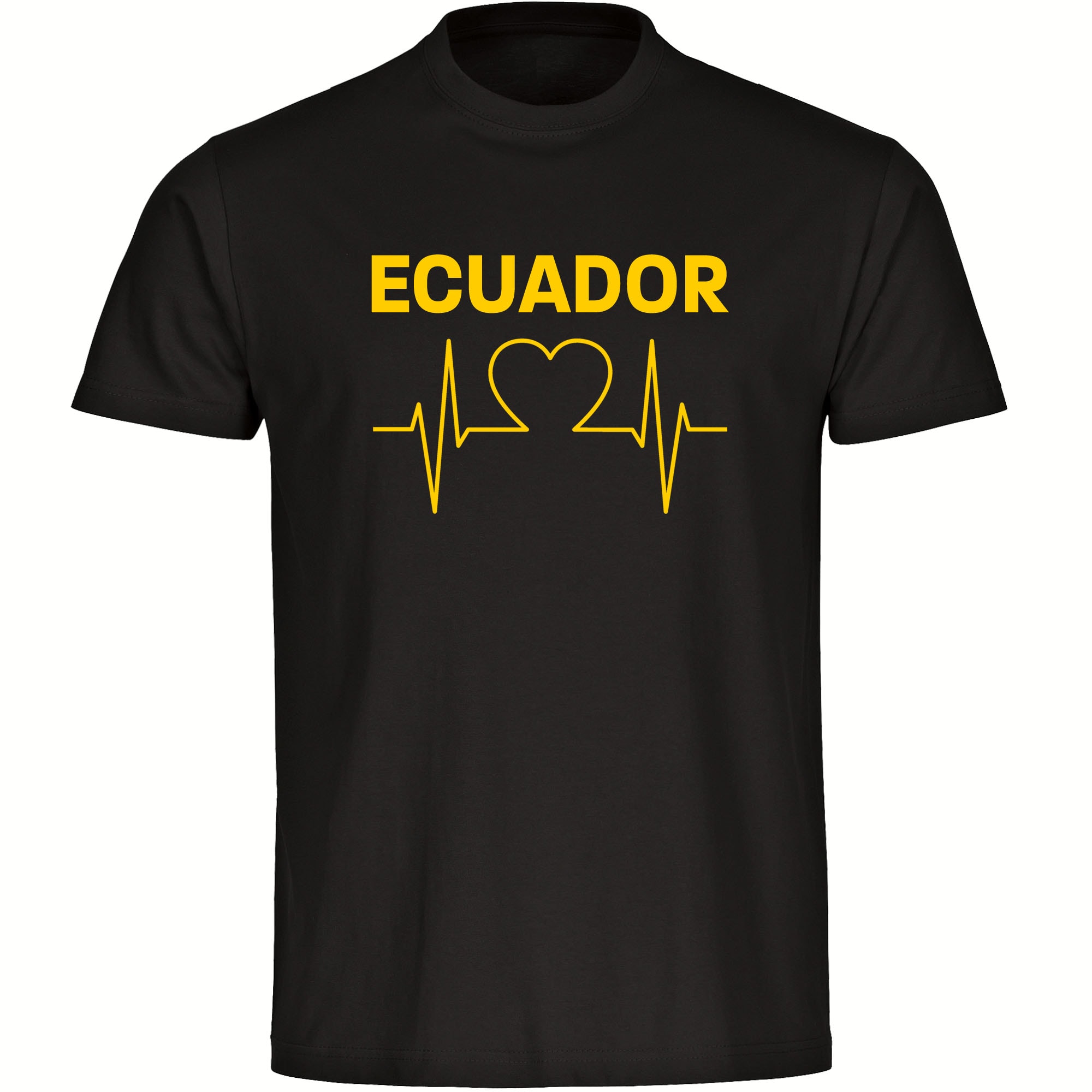 multifanshop Kinder T-Shirt - Ecuador - Herzschlag - Druck gelb - Kind 