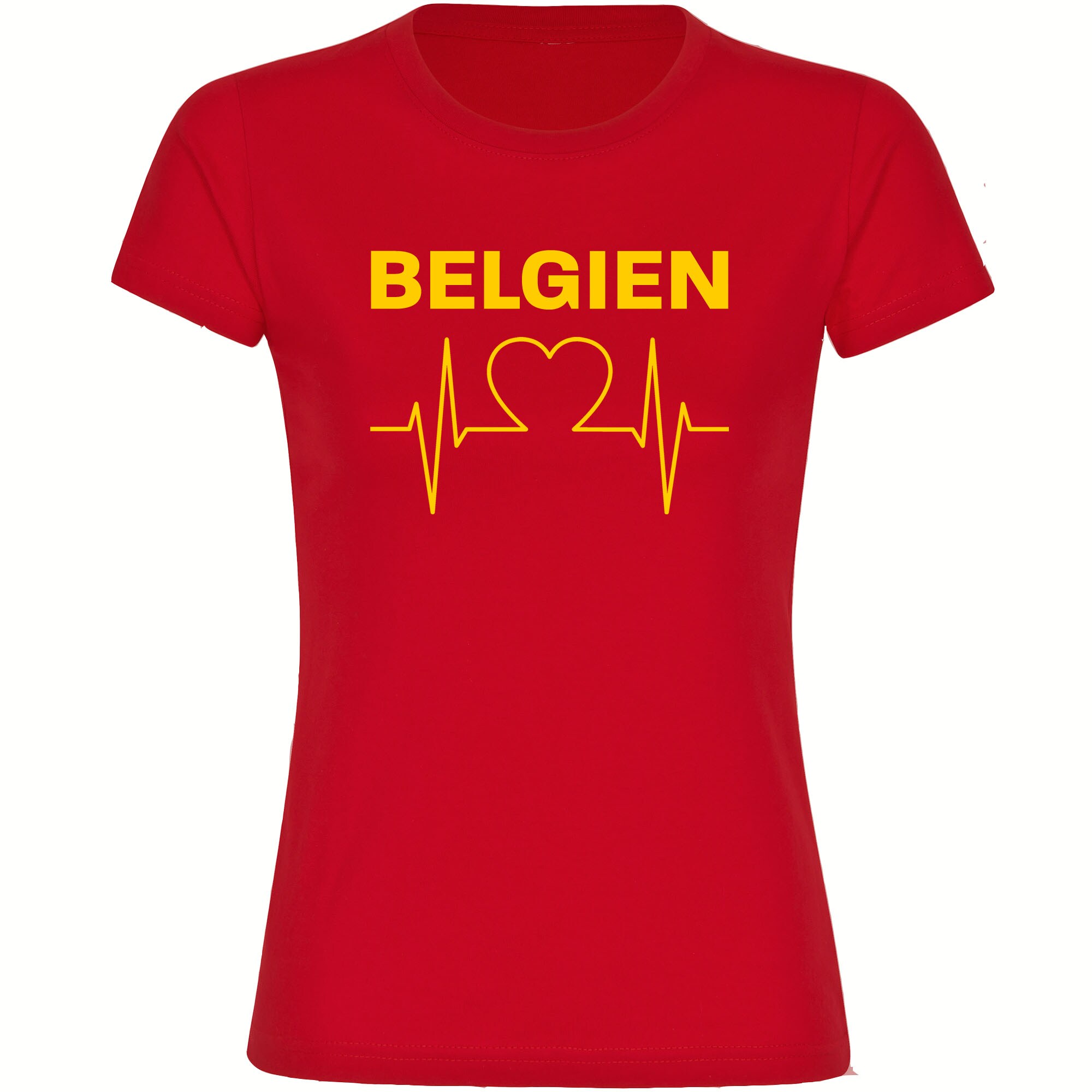 multifanshop Damen T-Shirt - Belgien - Herzschlag - Druck gelb - Frauen 