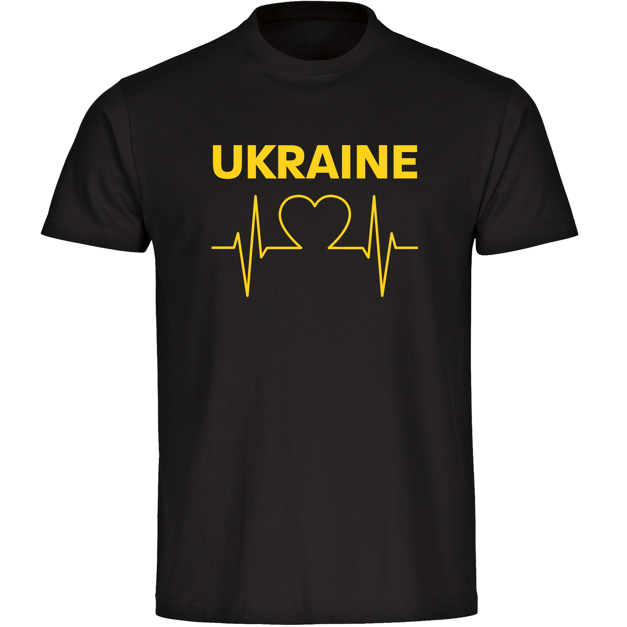multifanshop Herren T-Shirt - Ukraine - Herzschlag - Druck gelb - M&auml;nner 