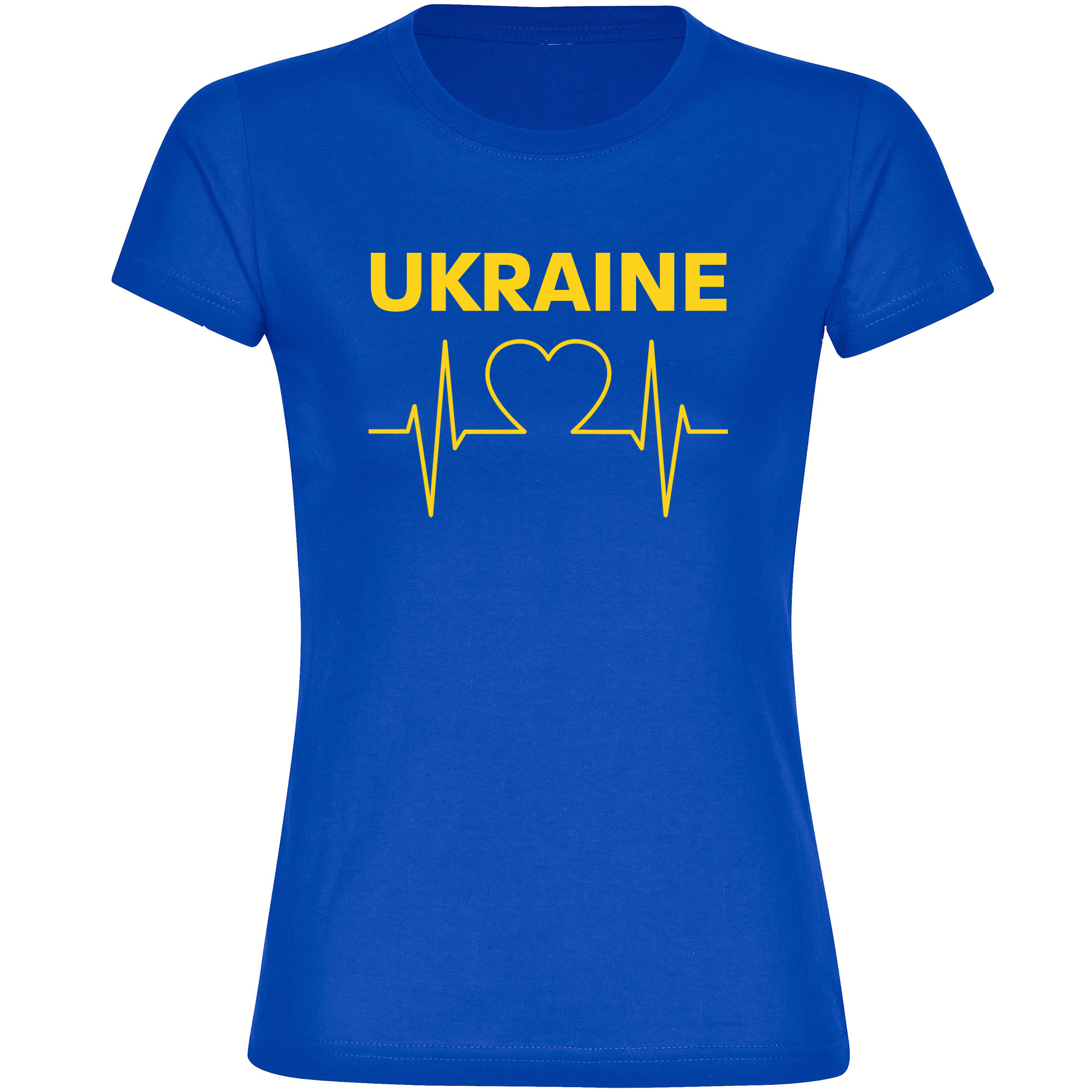 multifanshop Damen T-Shirt - Ukraine - Herzschlag - Druck gelb - Frauen 