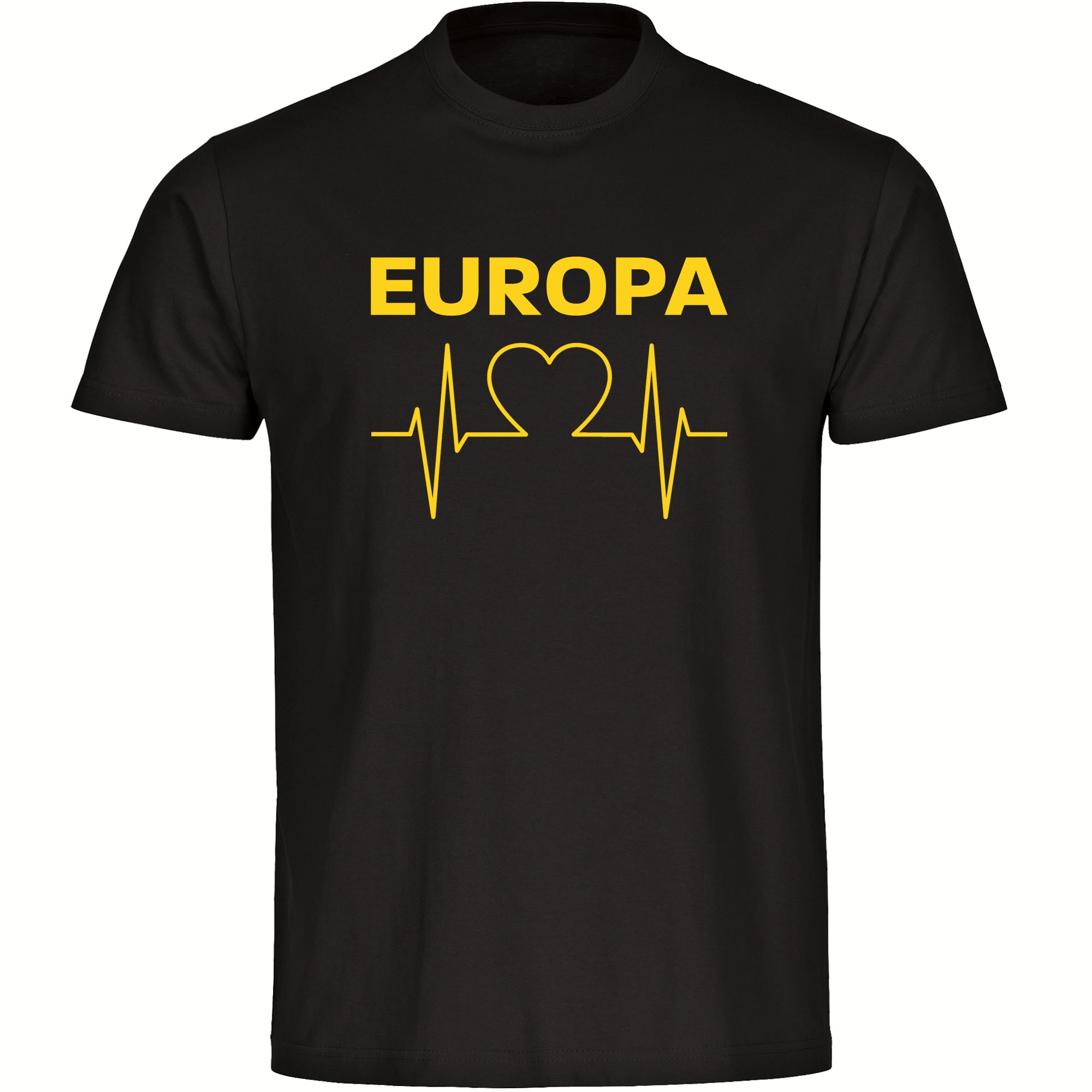 multifanshop Herren T-Shirt - Europa - Herzschlag - Druck gelb - M&auml;nner 