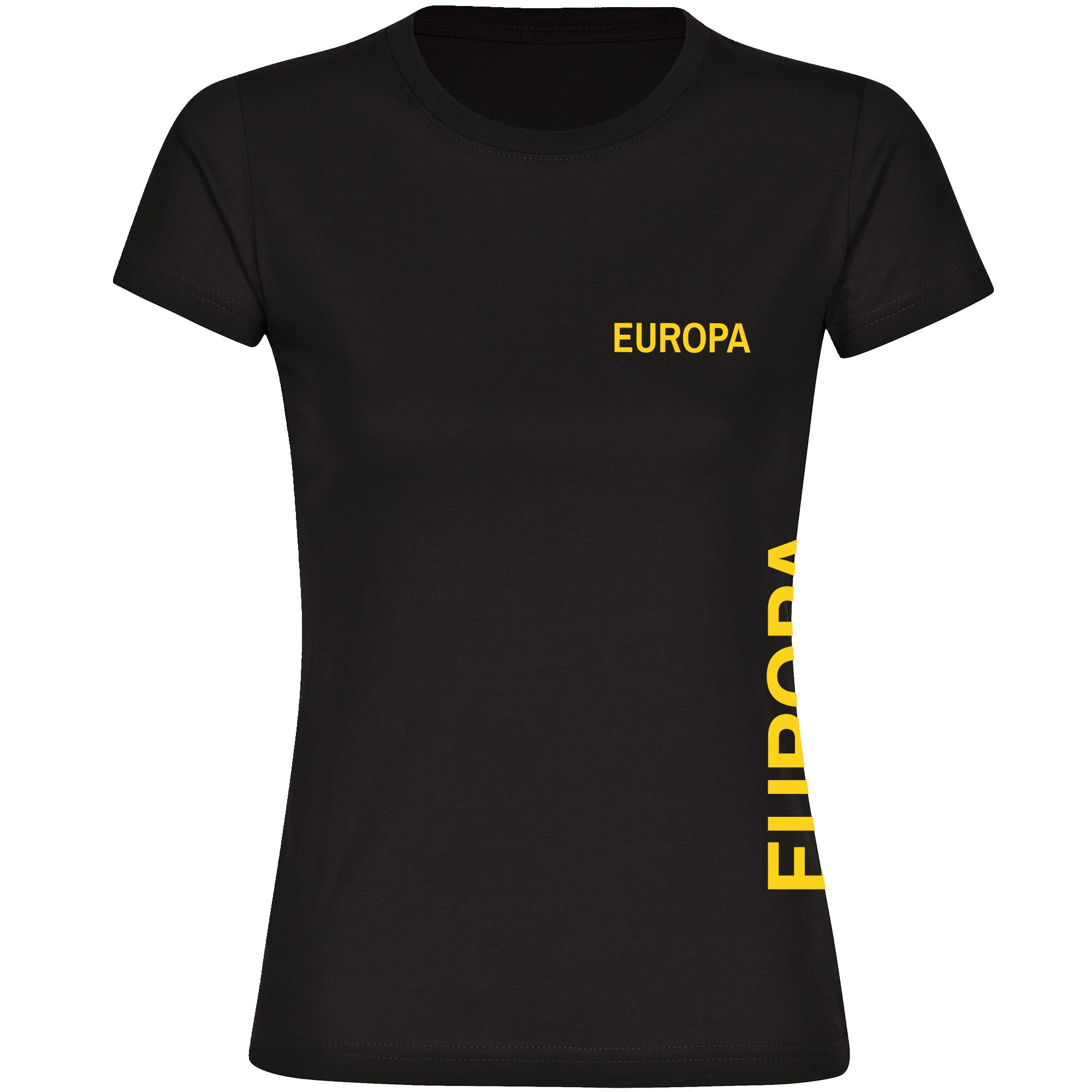 multifanshop Damen T-Shirt - Europa - Brust & Seite - Druck gelb - Frauen 