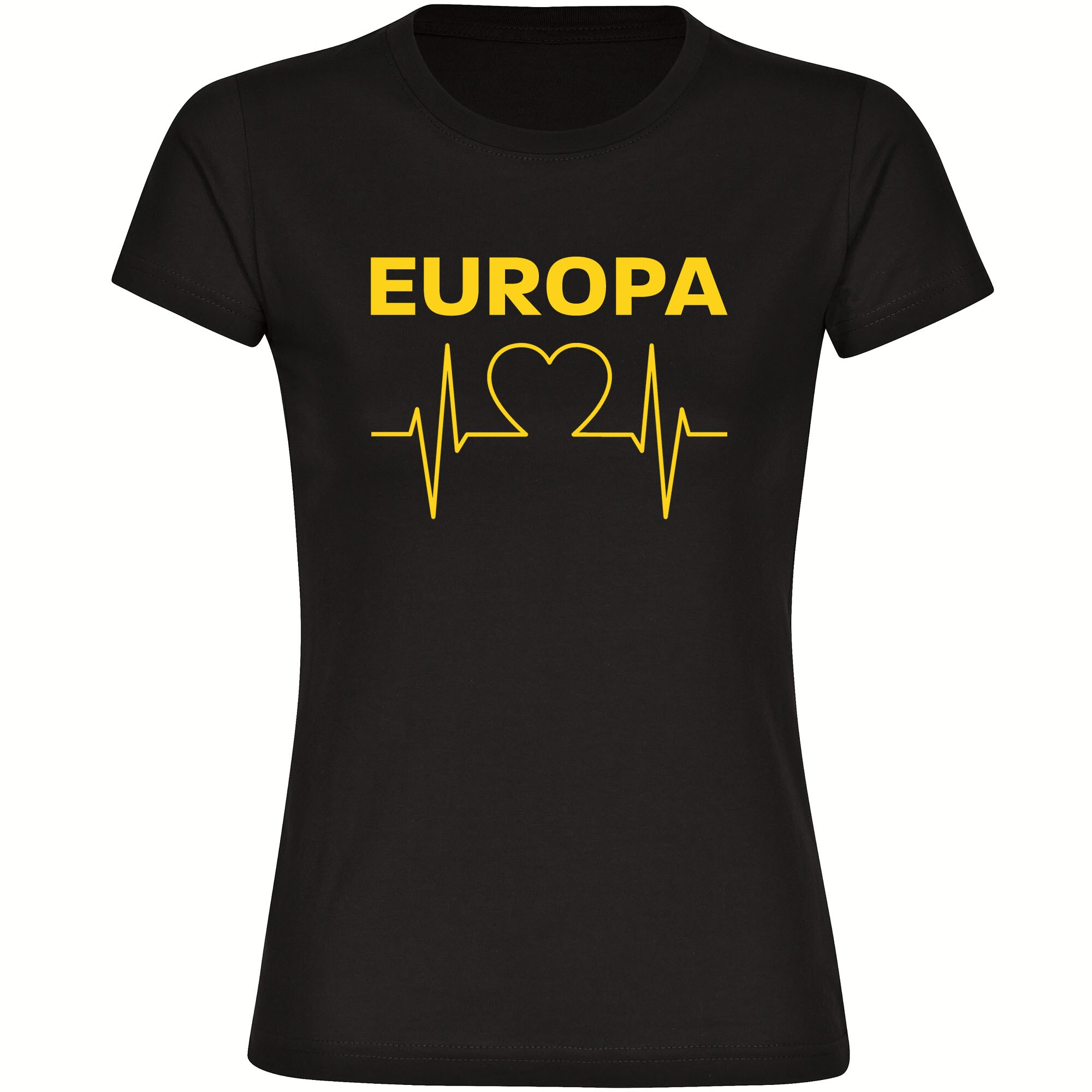 multifanshop Damen T-Shirt - Europa - Herzschlag - Druck gelb - Frauen 