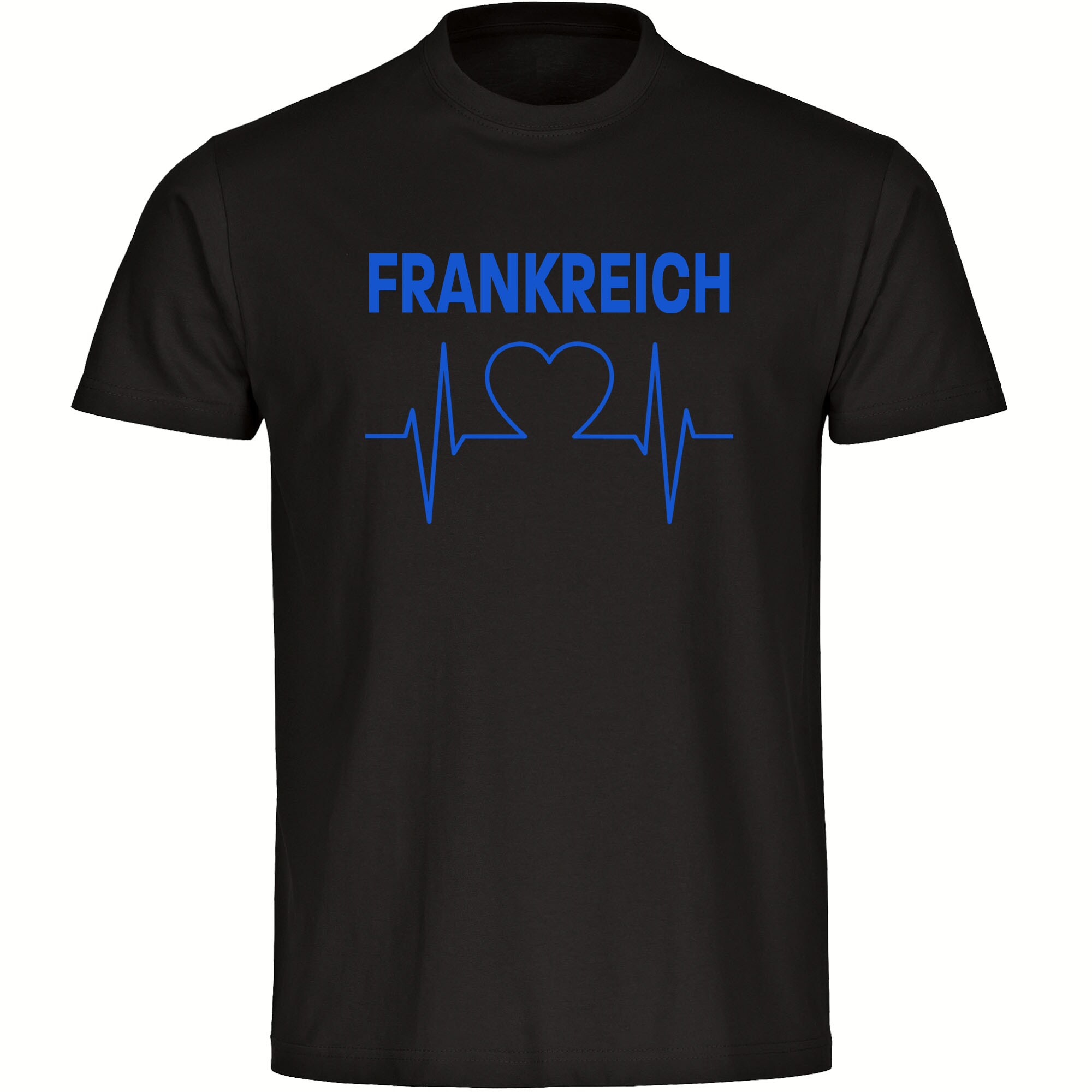 multifanshop Herren T-Shirt - Frankreich - Herzschlag - Druck blau - M&auml;nner 