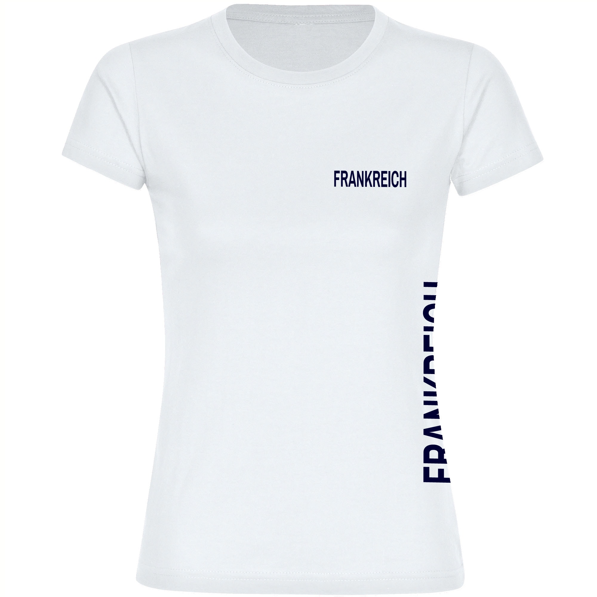 multifanshop Damen T-Shirt - Frankreich - Brust & Seite - Druck navi - Frauen 