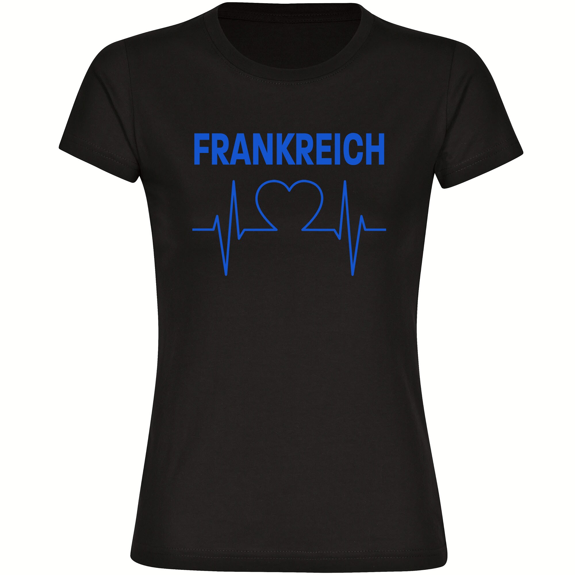 multifanshop Damen T-Shirt - Frankreich - Herzschlag - Druck blau - Frauen 