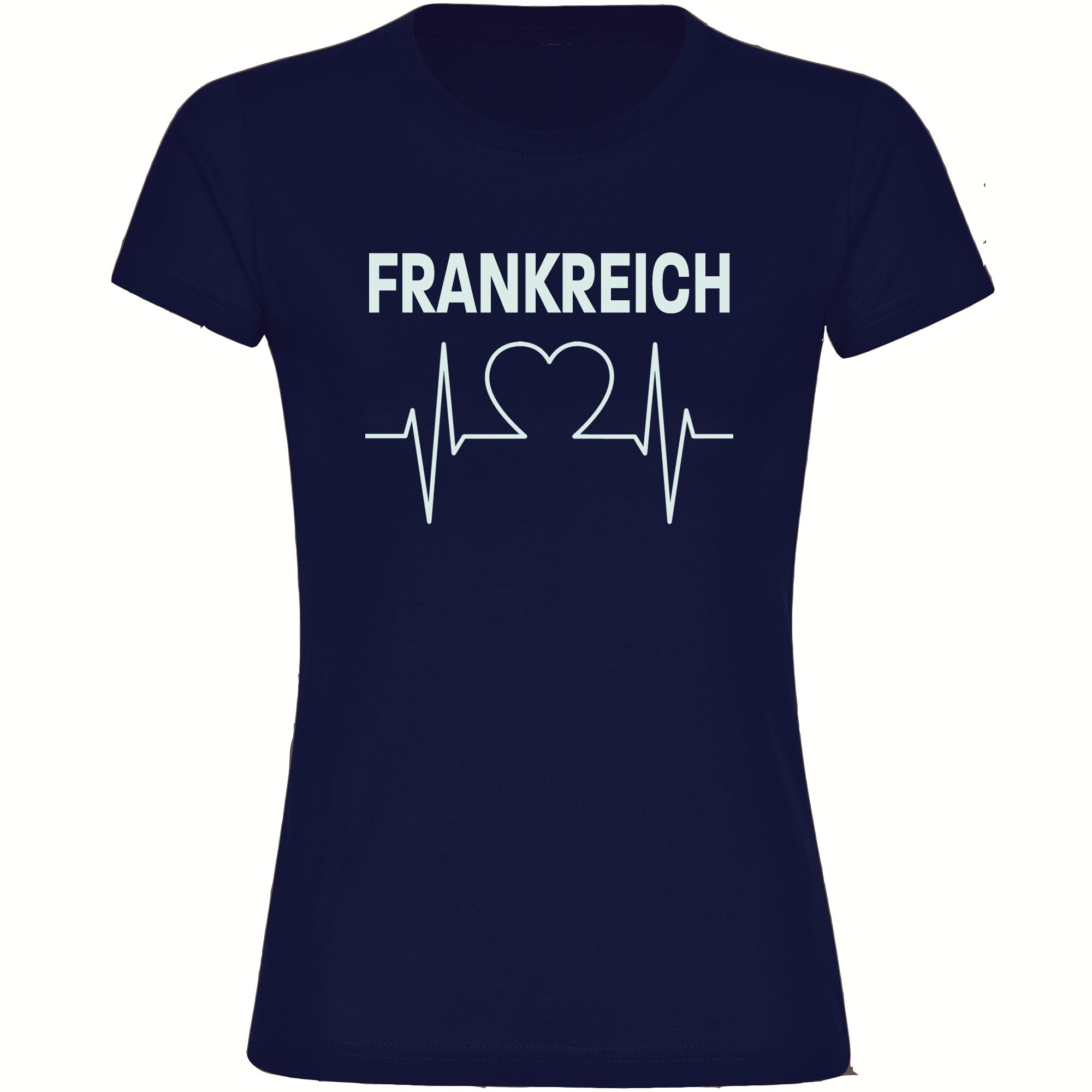multifanshop Damen T-Shirt - Frankreich - Herzschlag - Druck wei&szlig; - Frauen 