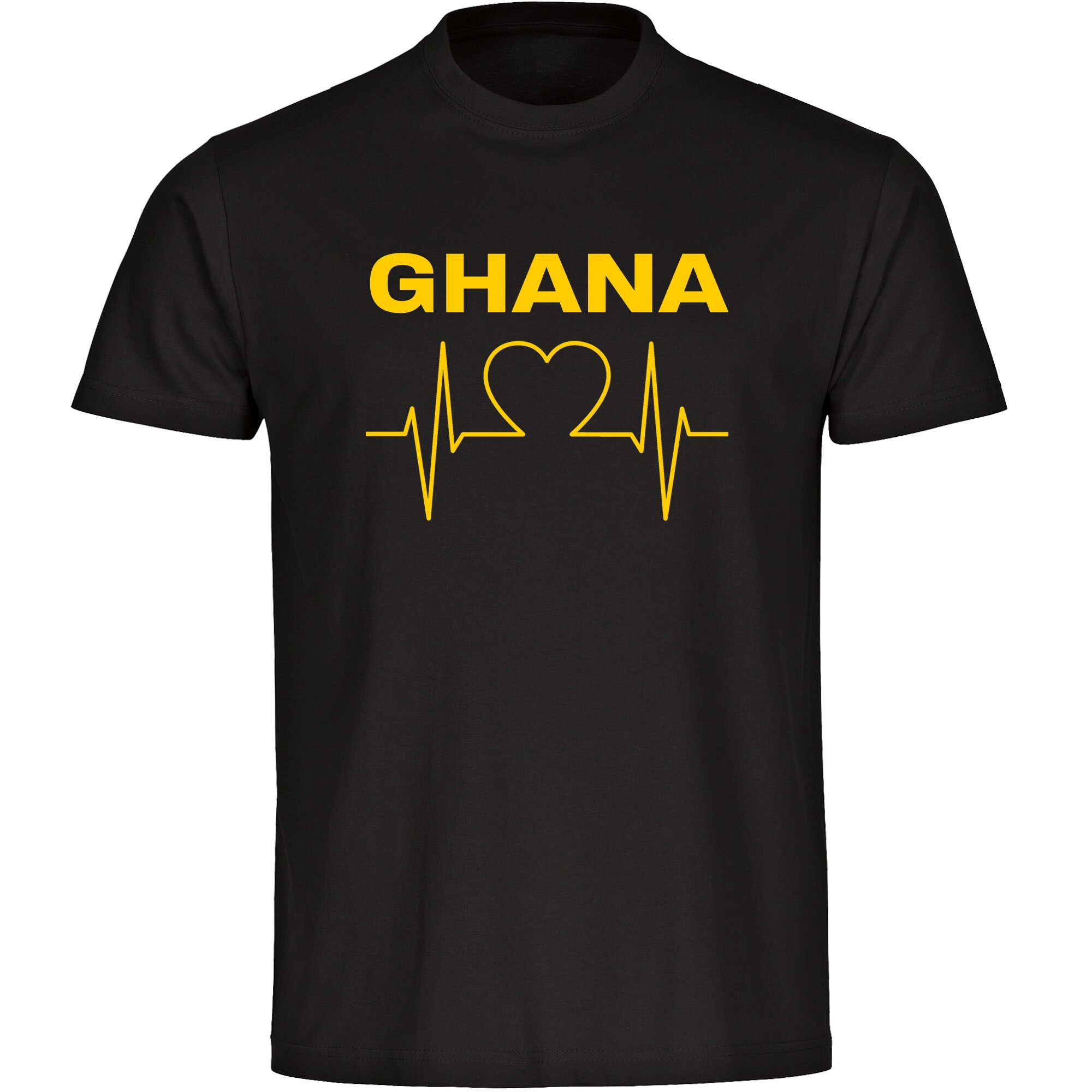 multifanshop Herren T-Shirt - Ghana - Herzschlag - Druck gelb - M&auml;nner 