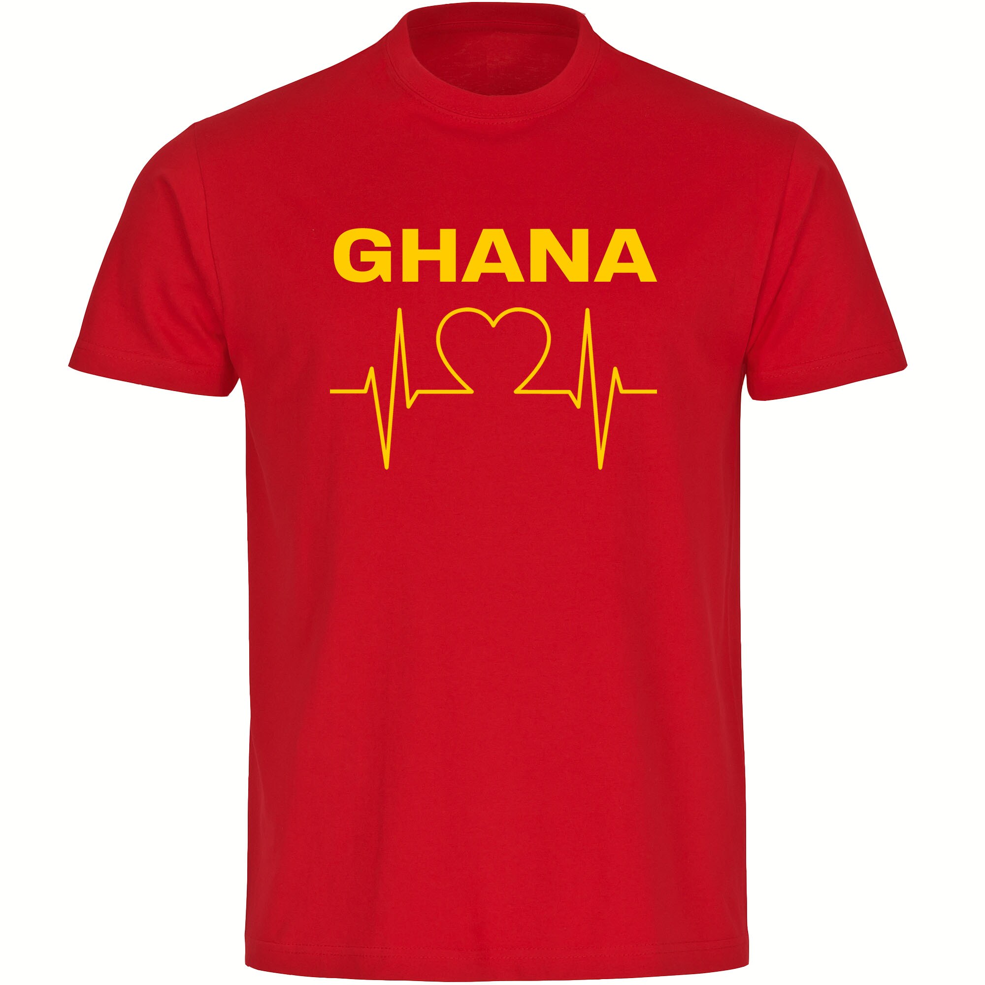 multifanshop Herren T-Shirt - Ghana - Herzschlag - Druck gelb - M&auml;nner 