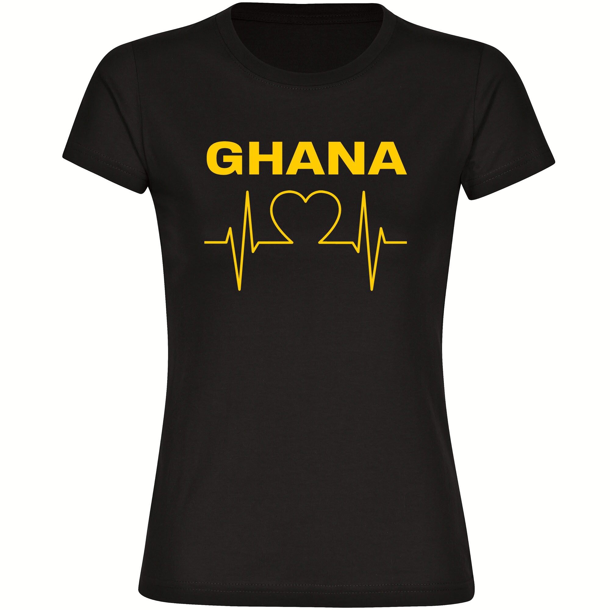 multifanshop Damen T-Shirt - Ghana - Herzschlag - Druck gelb - Frauen 