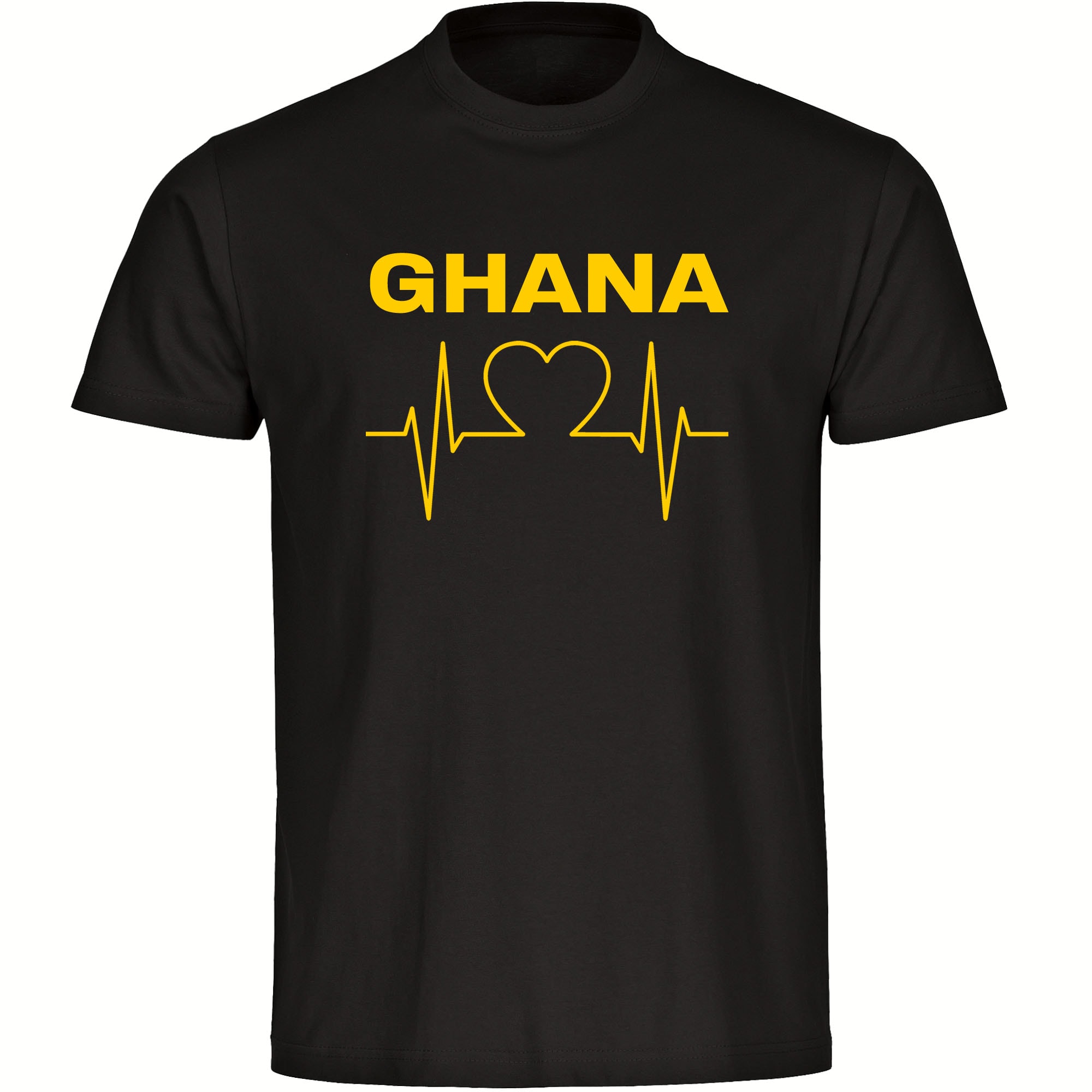 multifanshop Kinder T-Shirt - Ghana - Herzschlag - Druck gelb - Kind 