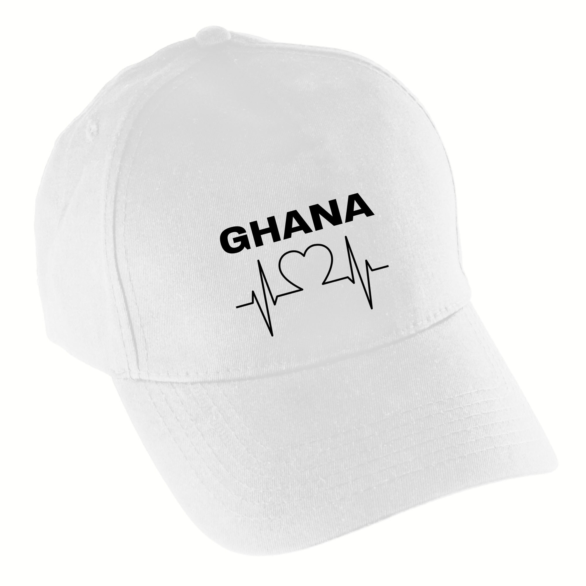multifanshop Baseballcap - Ghana - Herzschlag - Druck schwarz - M&uuml;tze 