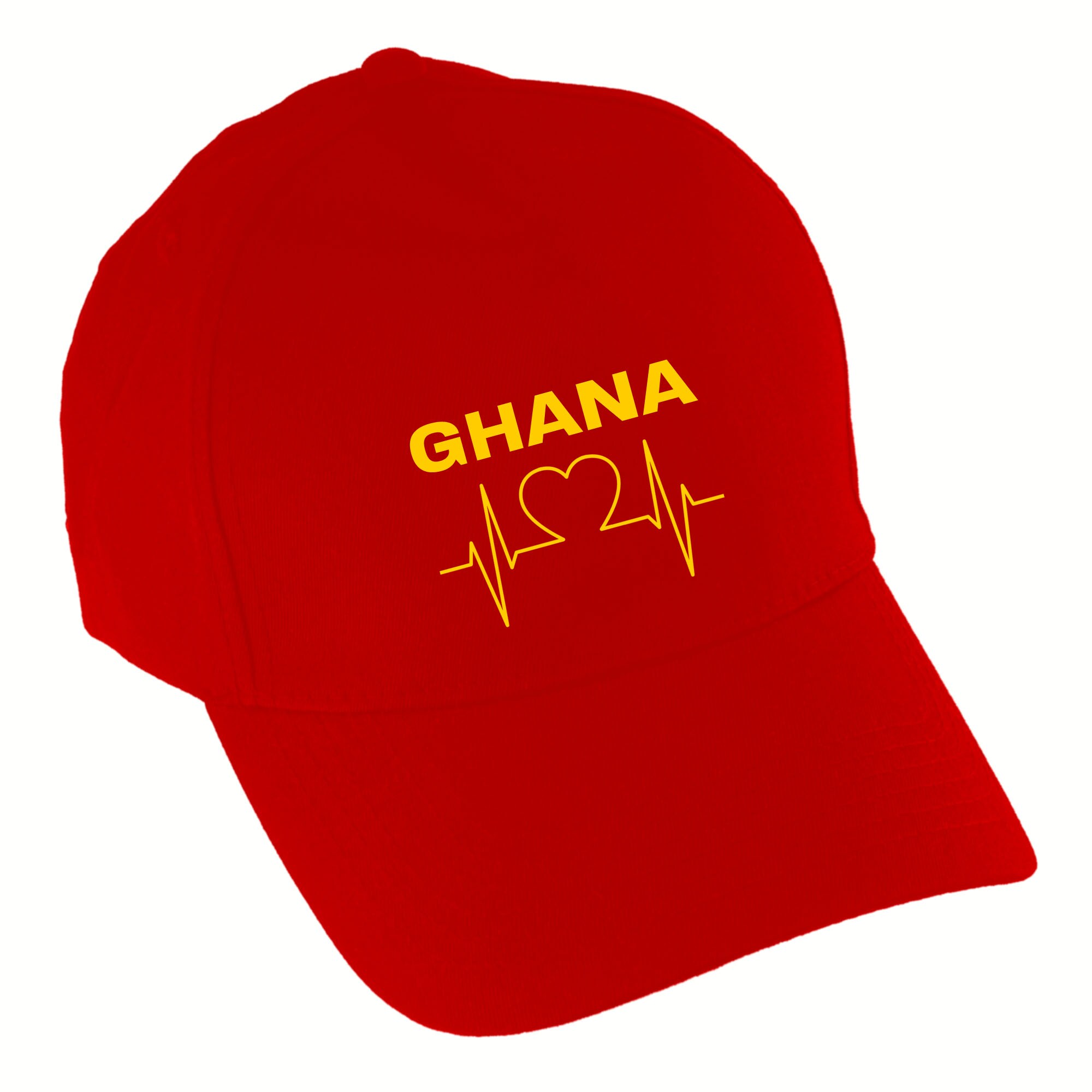 multifanshop Baseballcap - Ghana - Herzschlag - Druck gelb - M&uuml;tze 