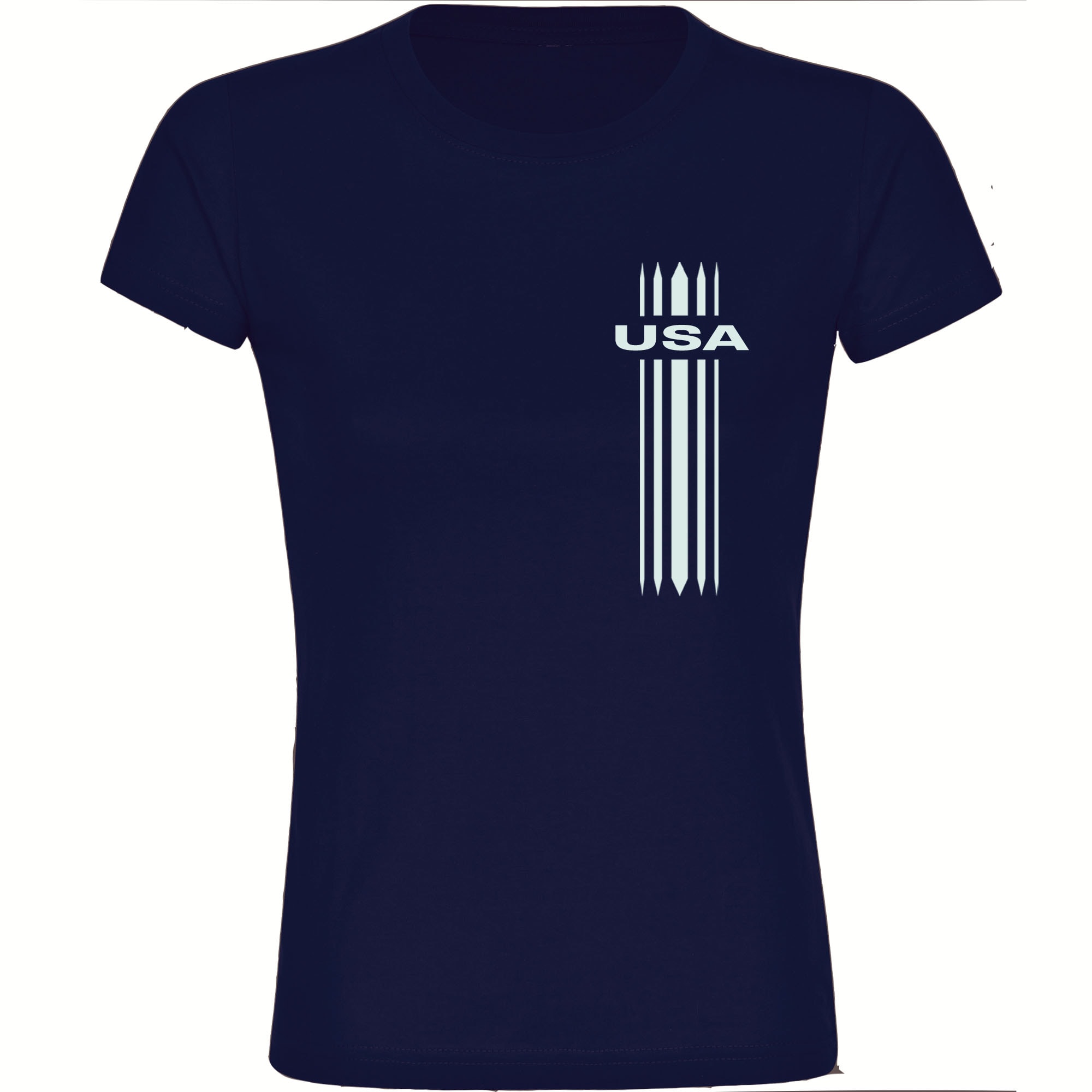 multifanshop Damen T-Shirt - USA - Streifen - Druck wei&szlig; - Frauen 