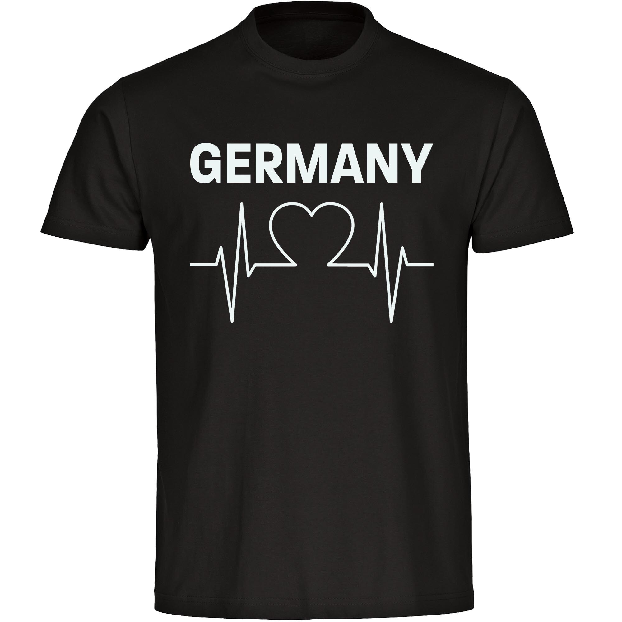 multifanshop Herren T-Shirt - Germany - Herzschlag - Druck wei&szlig; - M&auml;nner 
