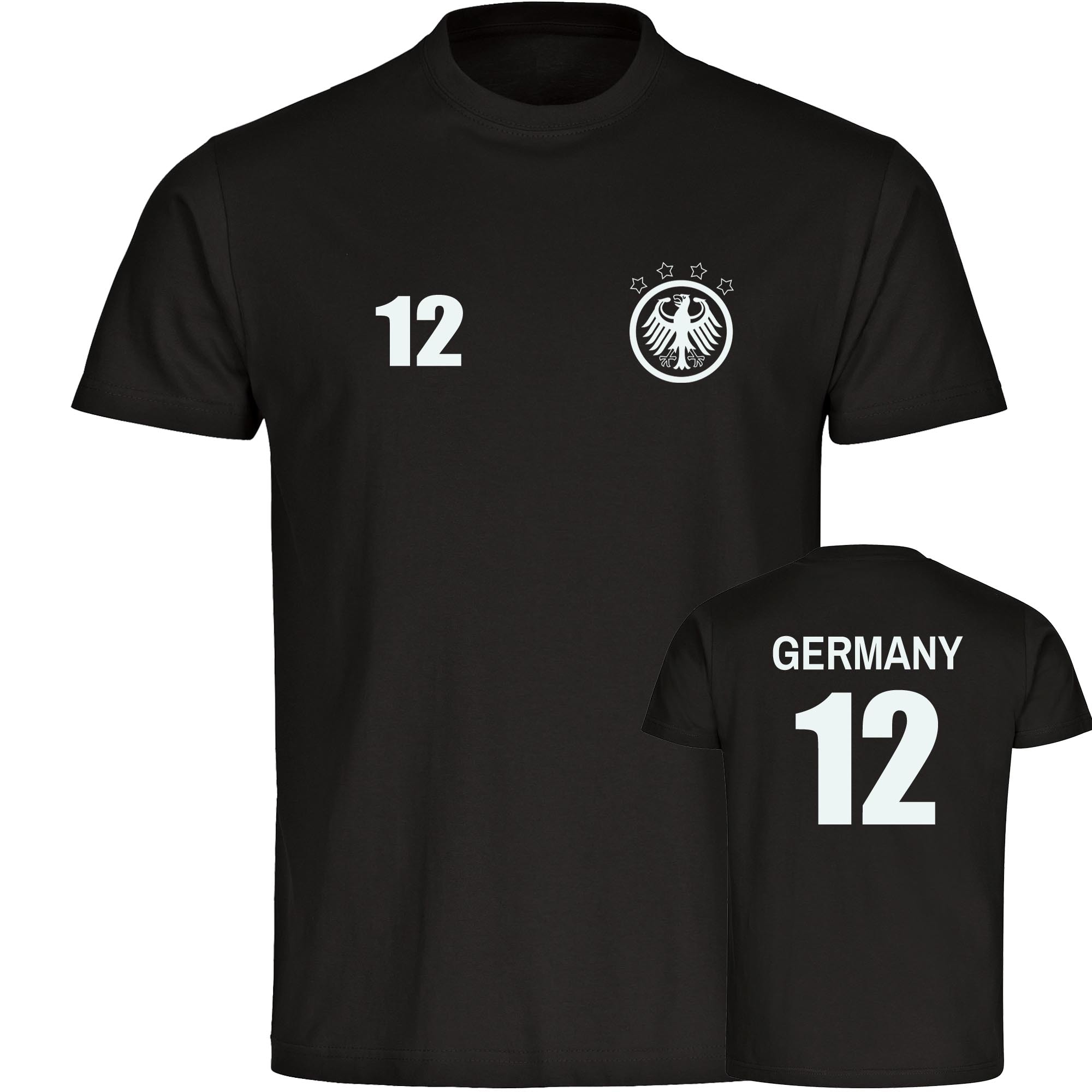 multifanshop Herren T-Shirt - Germany - Adler Retro Trikot 12 - Druck wei&szlig; - M&auml;nner 