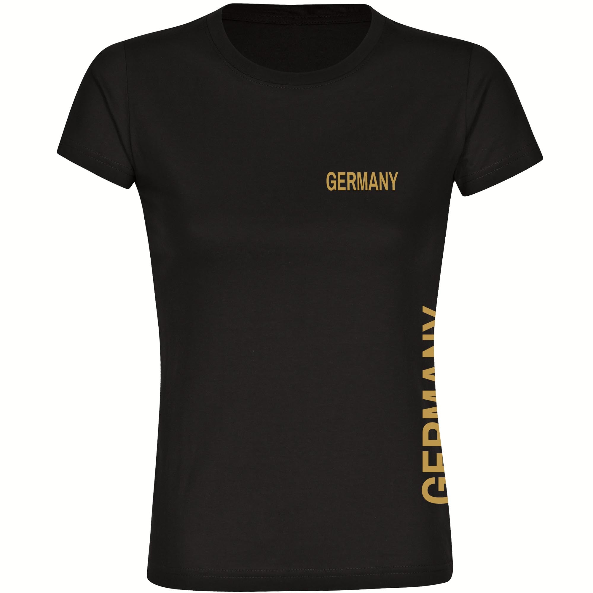 multifanshop Damen T-Shirt - Germany - Brust & Seite Gold - Druck gold metallic - Frauen 