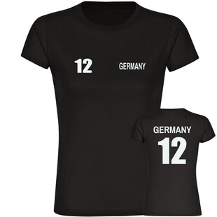 multifanshop Damen T-Shirt - Germany - Trikot Nummer 12 - Druck weiß - Frauen 
