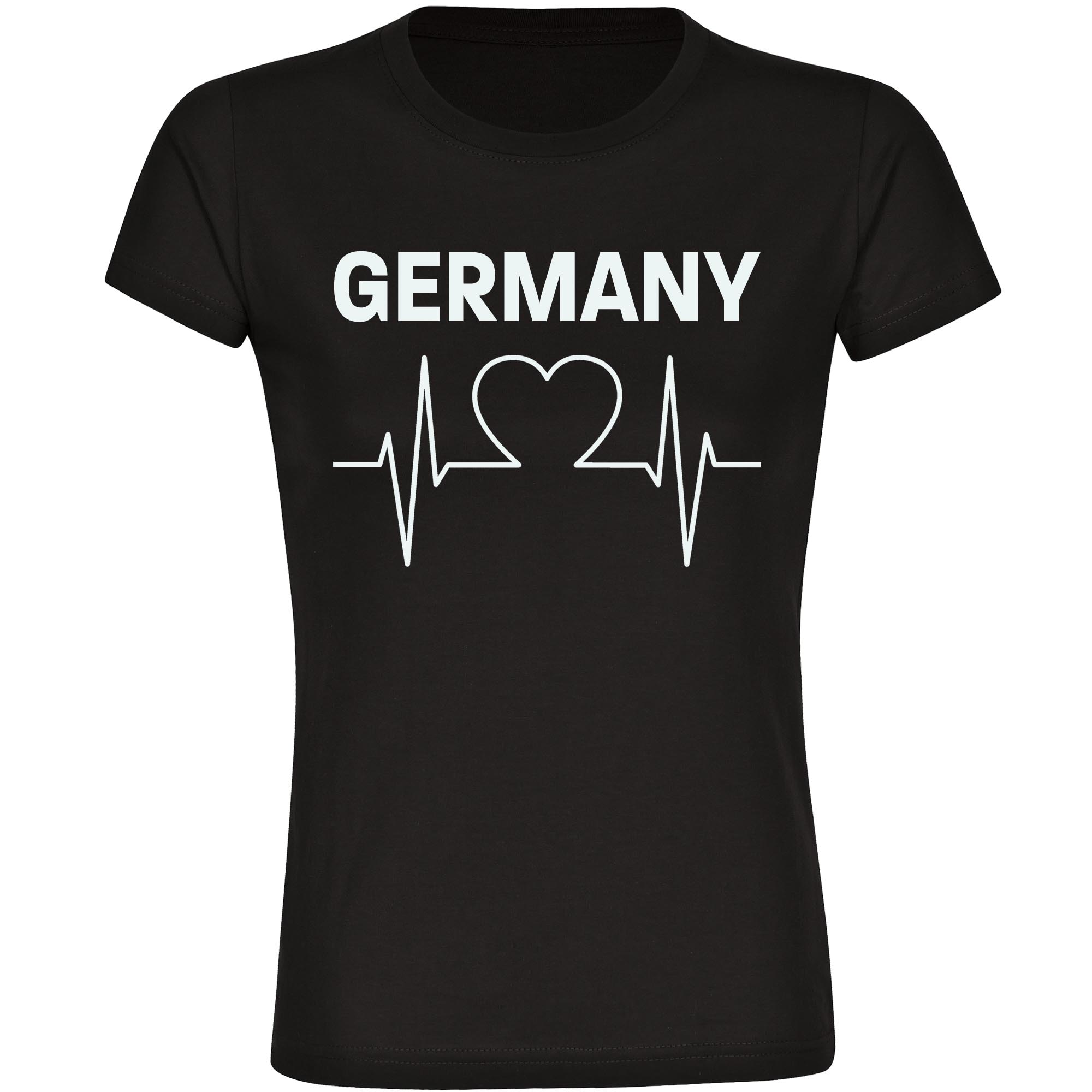 multifanshop Damen T-Shirt - Germany - Herzschlag - Druck wei&szlig; - Frauen 