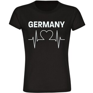 multifanshop Damen T-Shirt - Germany - Herzschlag - Druck weiß - Frauen 