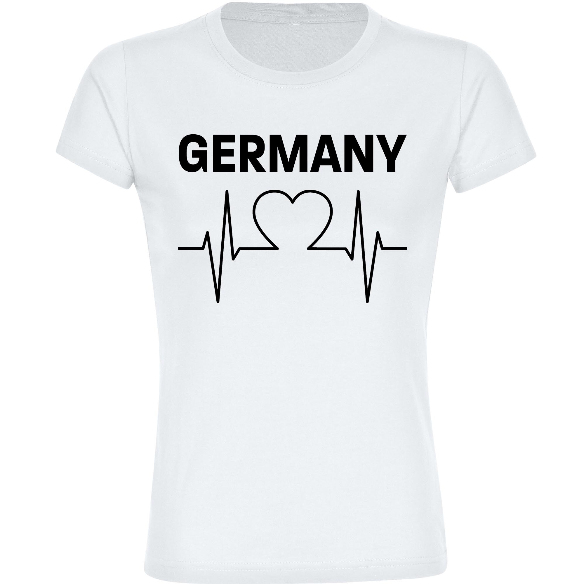 multifanshop Damen T-Shirt - Germany - Herzschlag - Druck schwarz - Frauen 