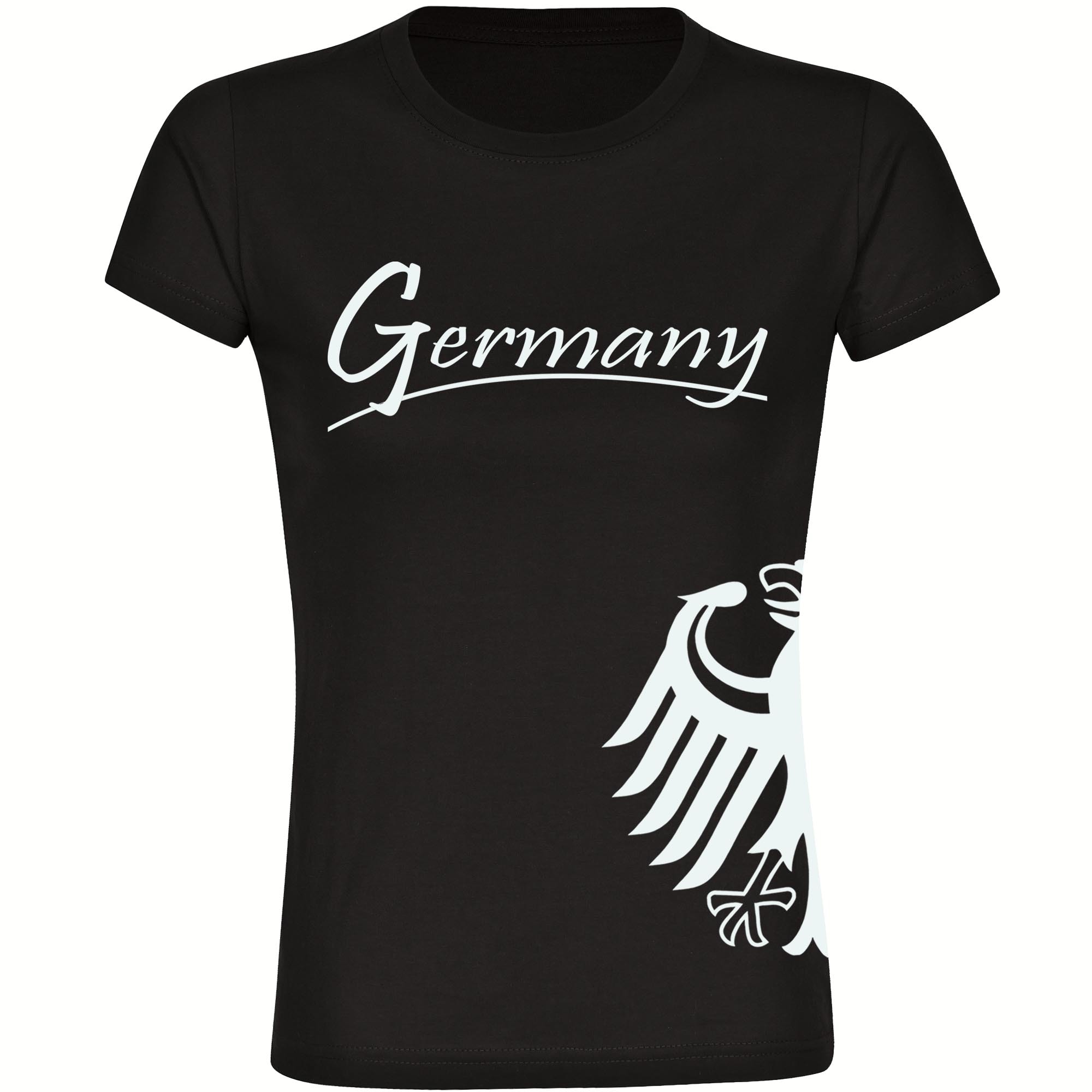 multifanshop Damen T-Shirt - Germany - Adler seitlich - Druck wei&szlig; - Frauen 
