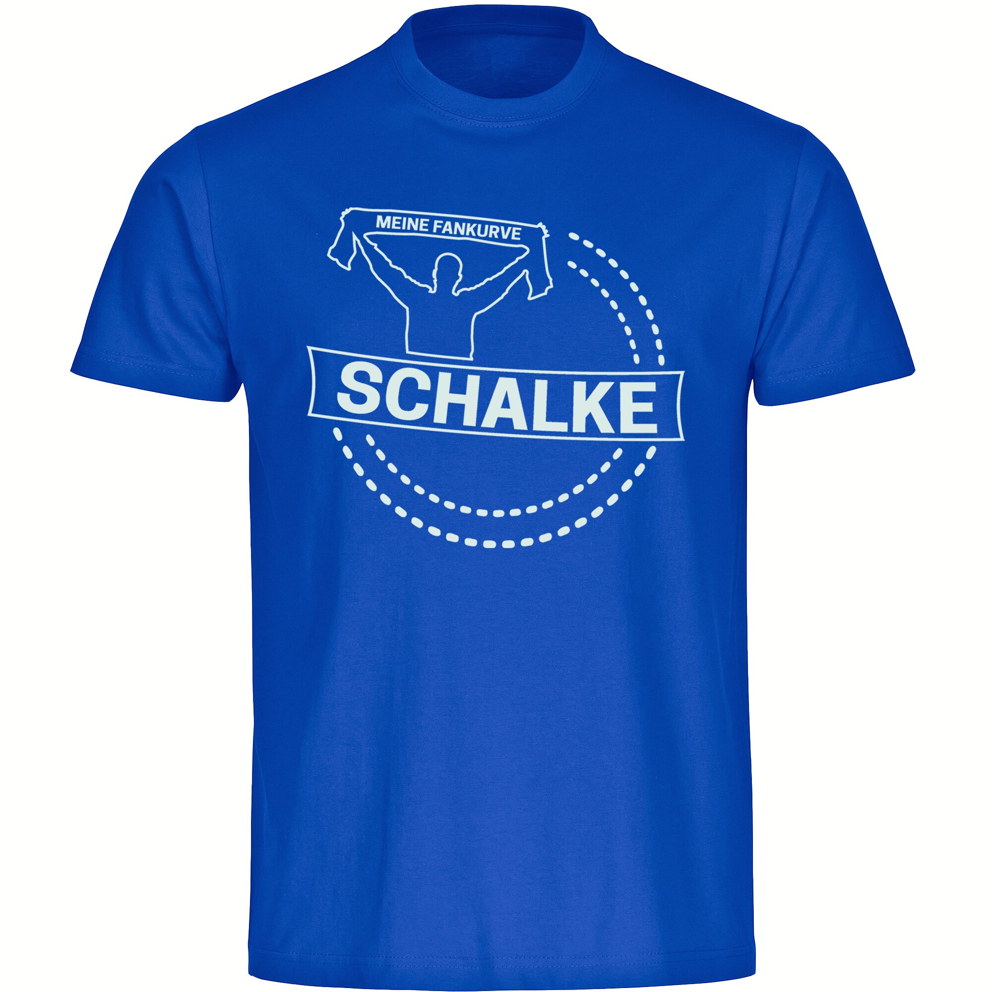 multifanshop Herren T-Shirt - Schalke - Meine Fankurve - Druck wei&szlig; - M&auml;nner 
