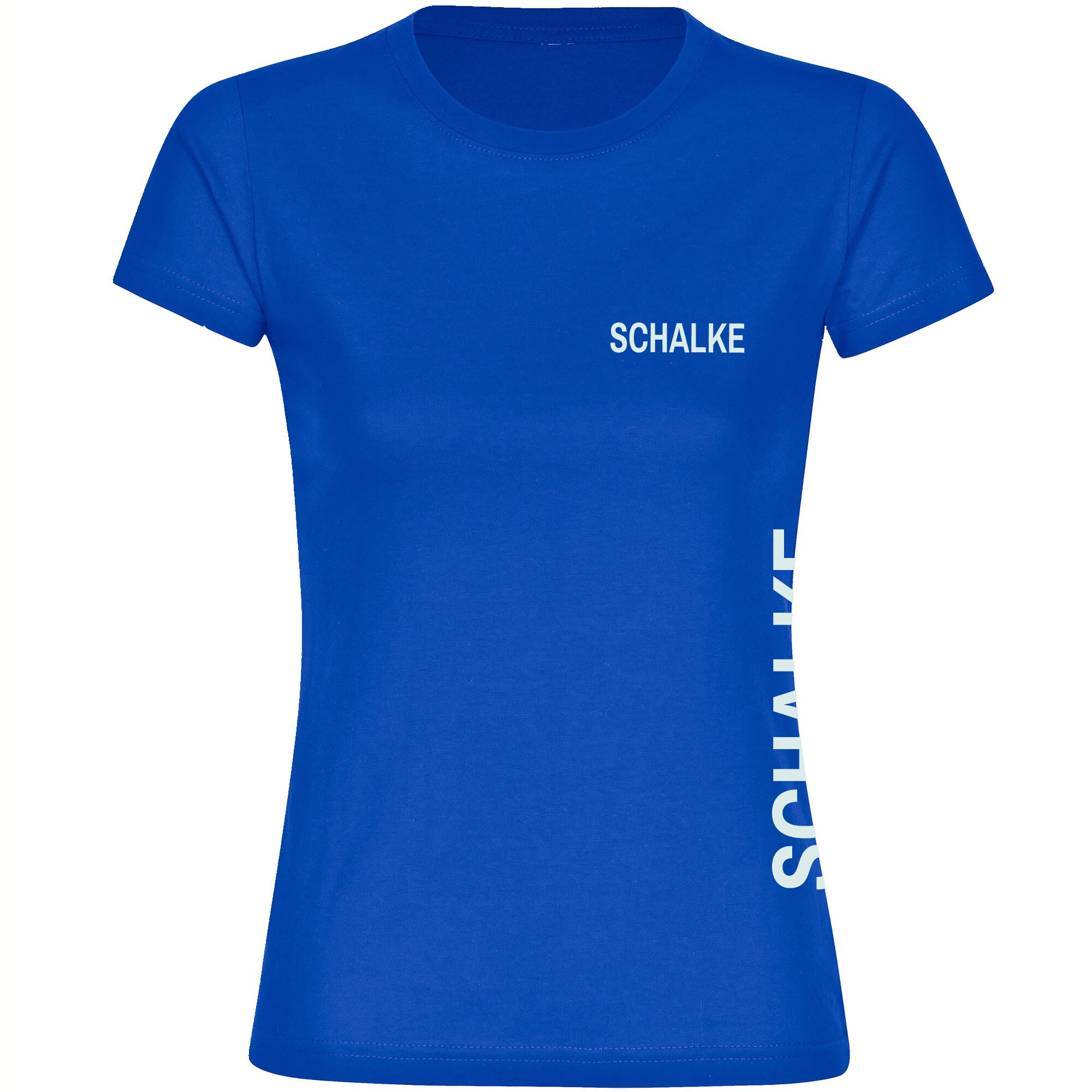 multifanshop Damen T-Shirt - Schalke - Brust & Seite - Druck wei&szlig; - Frauen 