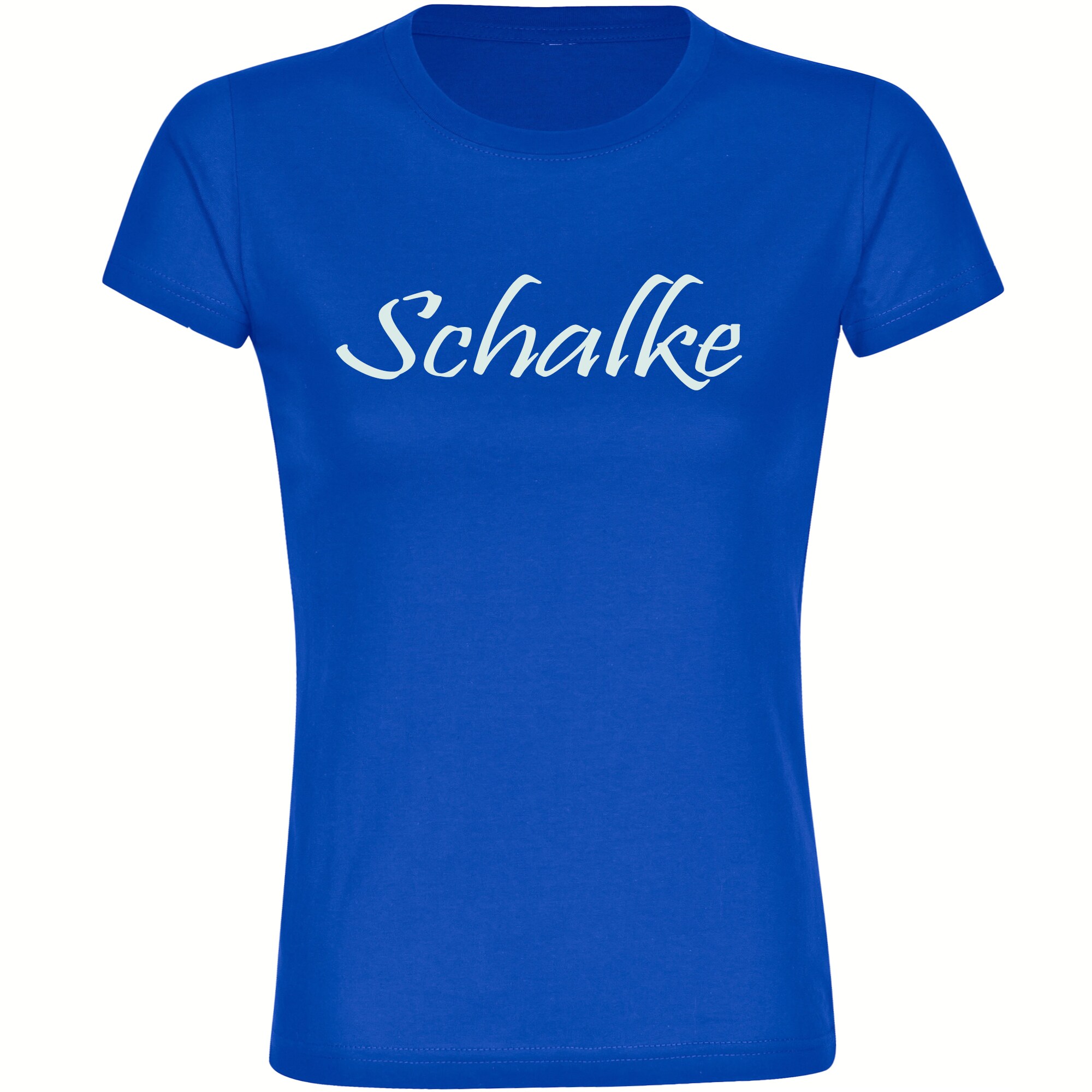 multifanshop Damen T-Shirt - Schalke - Schriftzug - Druck wei&szlig; - Frauen 