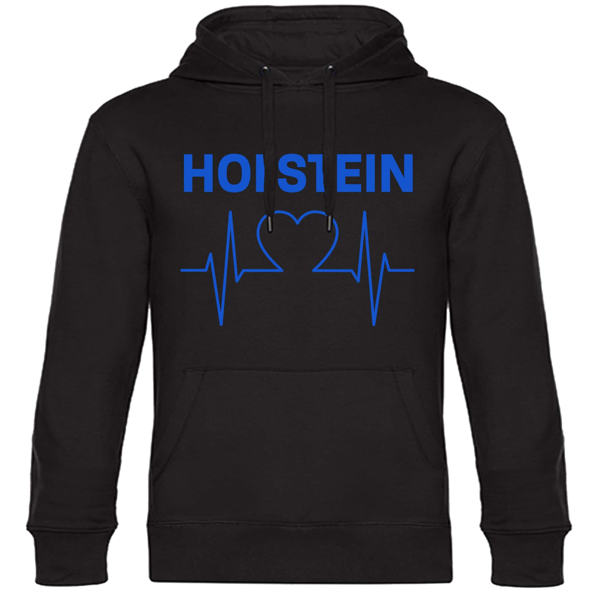 multifanshop Kapuzen Sweatshirt - Holstein - Herzschlag - Druck blau - Hoodie 