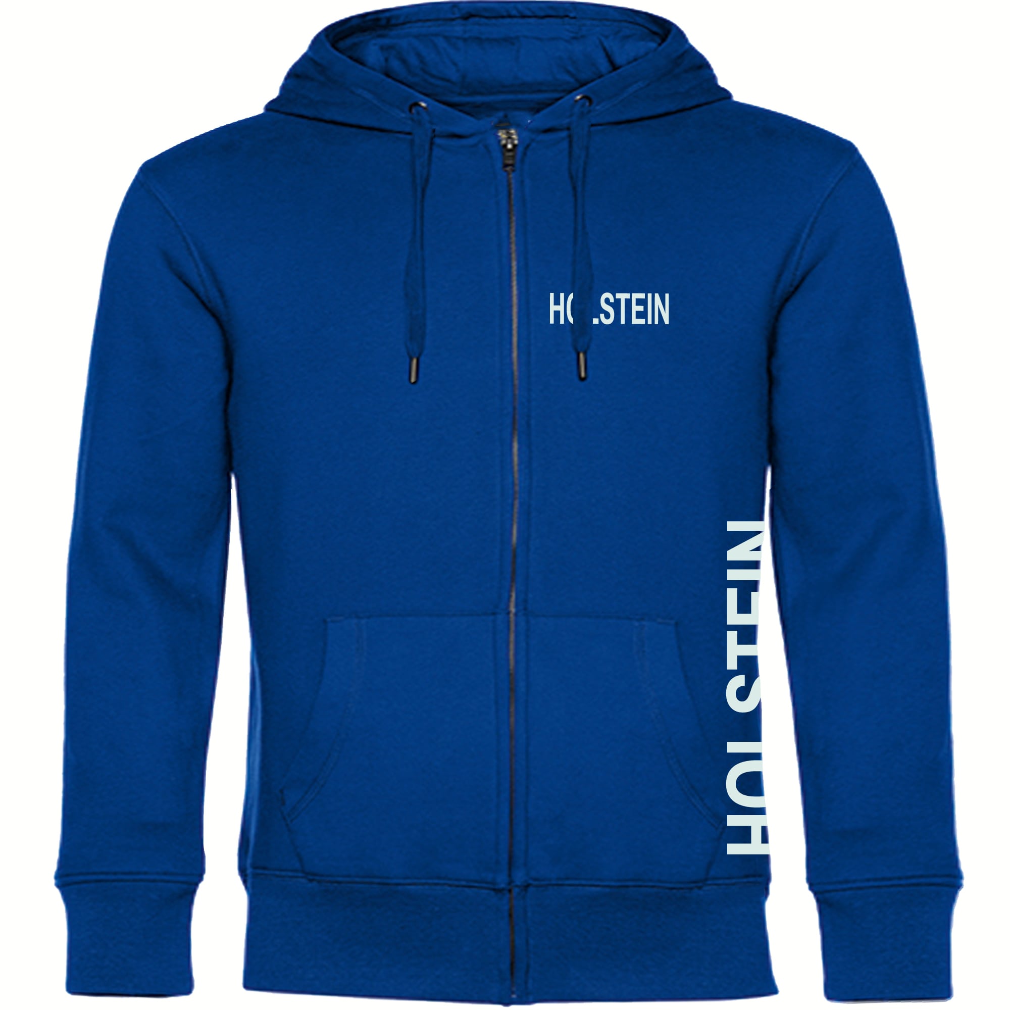 multifanshop Kapuzen Sweatshirt Jacke - Holstein - Brust & Seite - Druck wei&szlig; - Jacke 