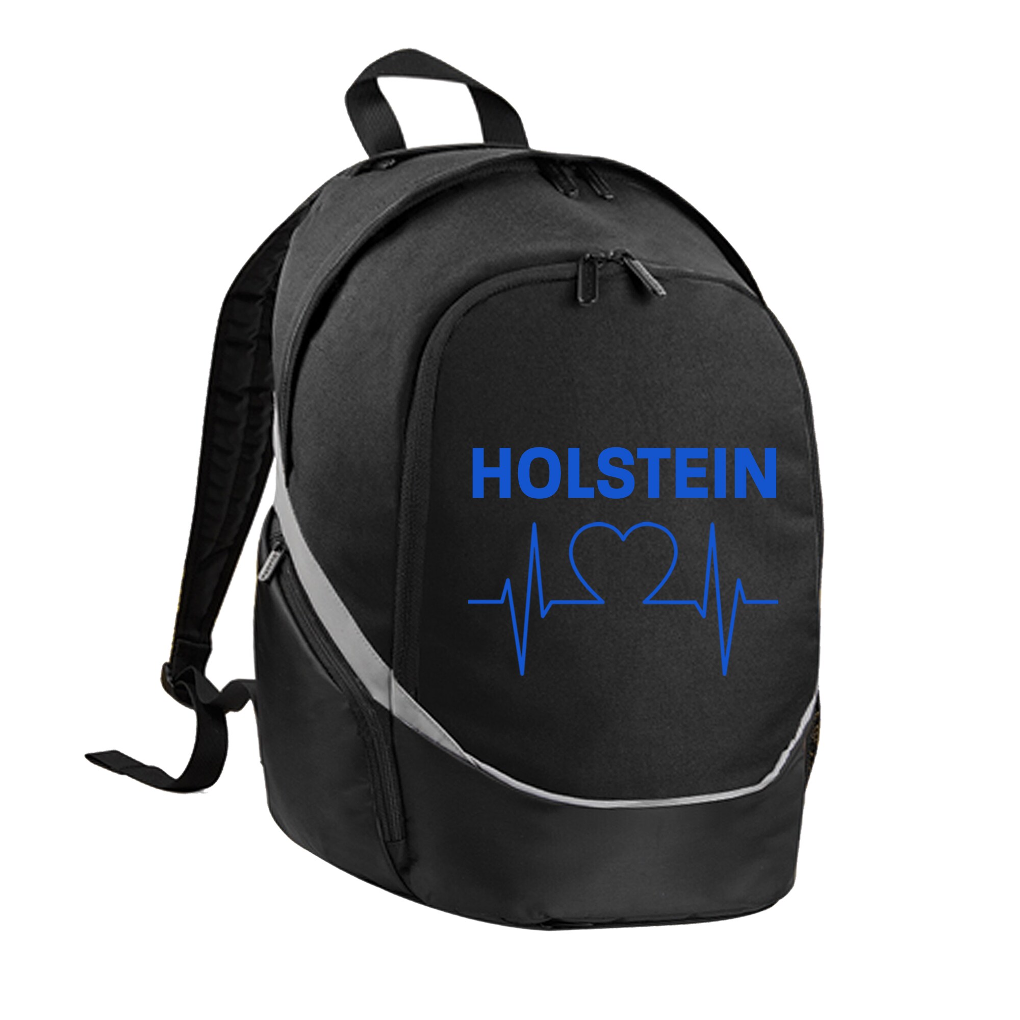 multifanshop Rucksack - Holstein - Herzschlag - Druck blau - Tasche 